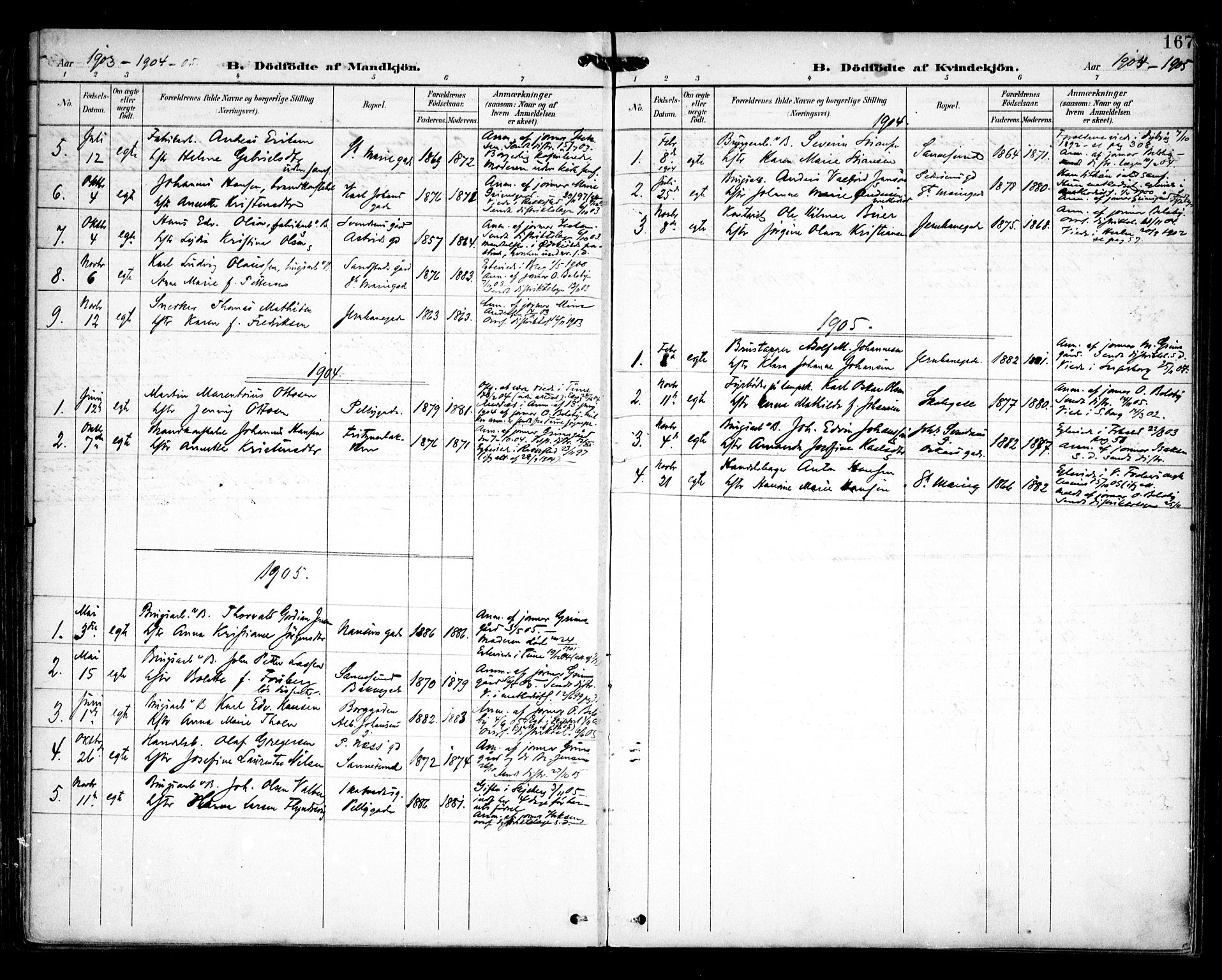 Sarpsborg prestekontor Kirkebøker, SAO/A-2006/F/Fa/L0005: Parish register (official) no. 5, 1900-1909, p. 167