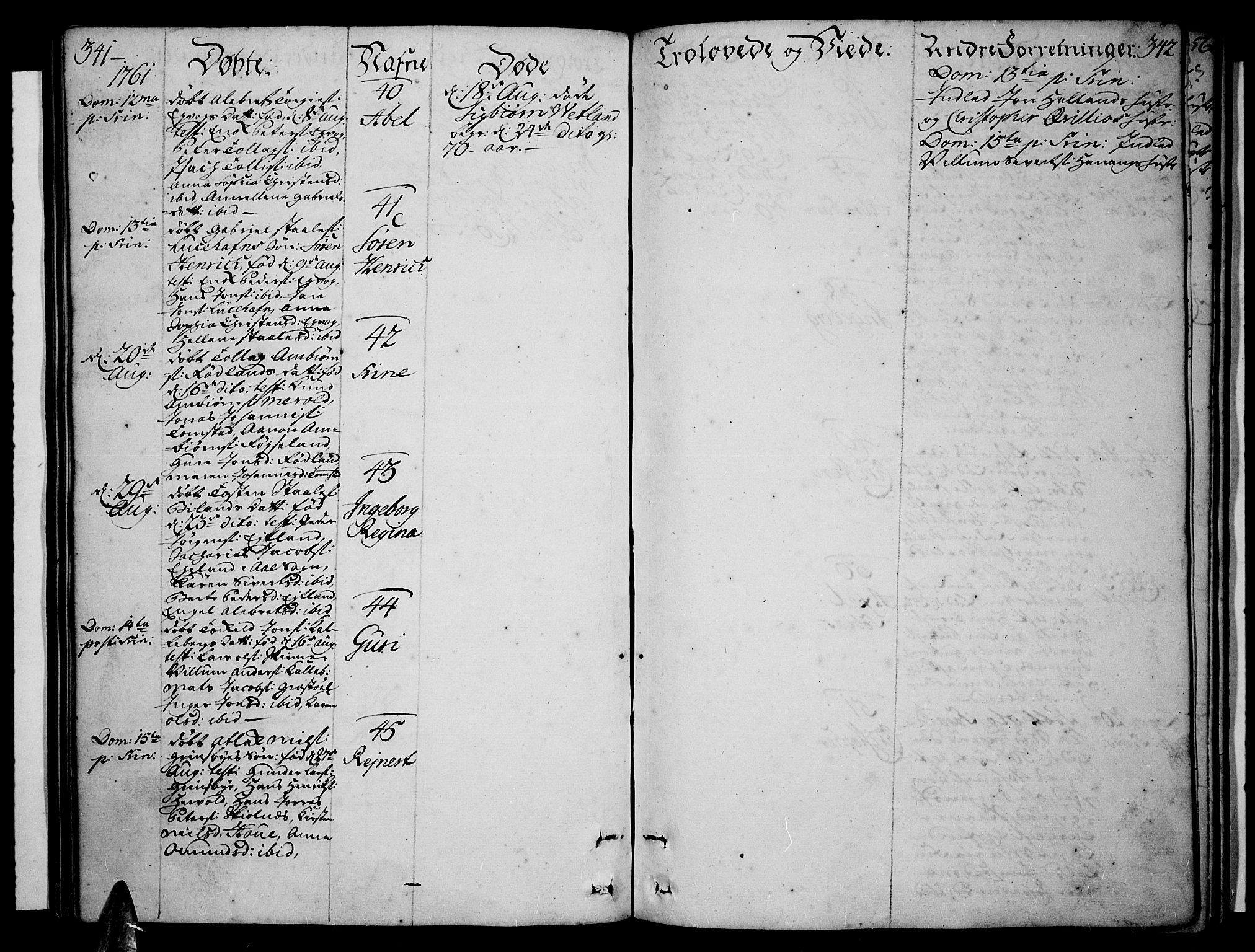 Lista sokneprestkontor, AV/SAK-1111-0027/F/Fa/L0003: Parish register (official) no. A 3 /1, 1743-1767, p. 341-342