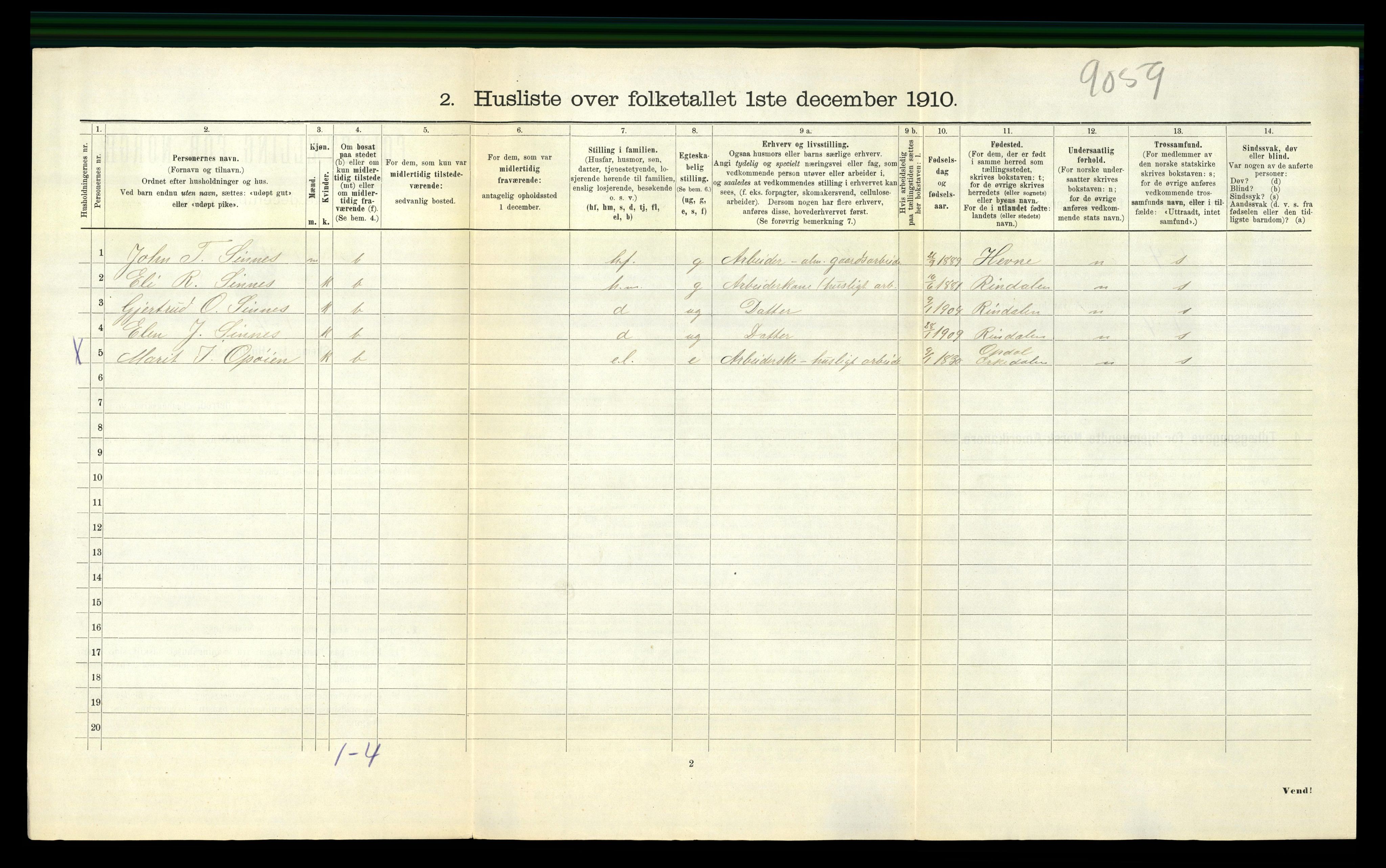 RA, 1910 census for Orkdal, 1910, p. 1572