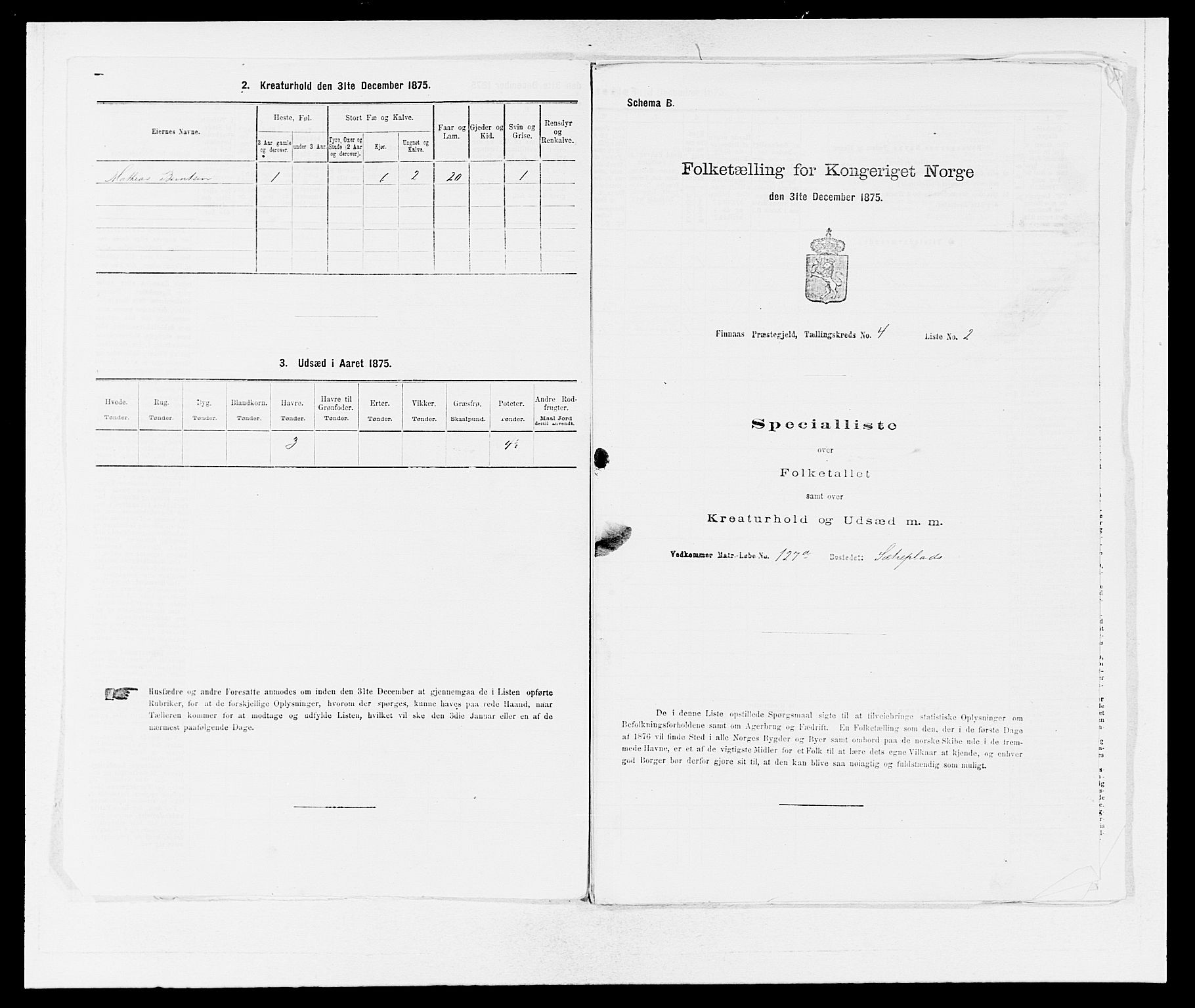 SAB, 1875 census for 1218P Finnås, 1875, p. 526