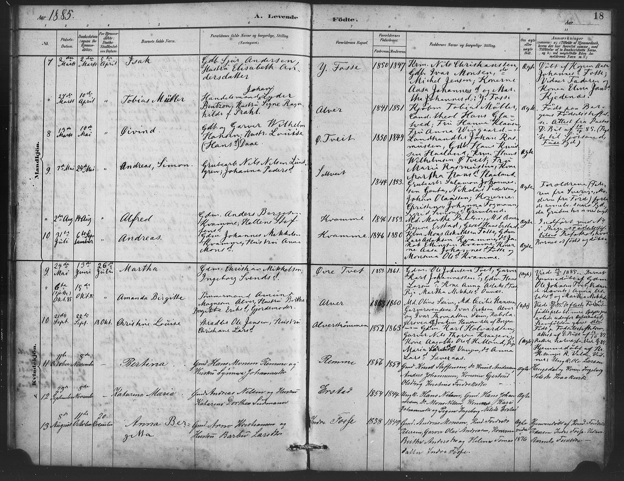 Alversund Sokneprestembete, AV/SAB-A-73901/H/Ha/Haa/Haaa/L0001: Parish register (official) no. A 1, 1882-1896, p. 18