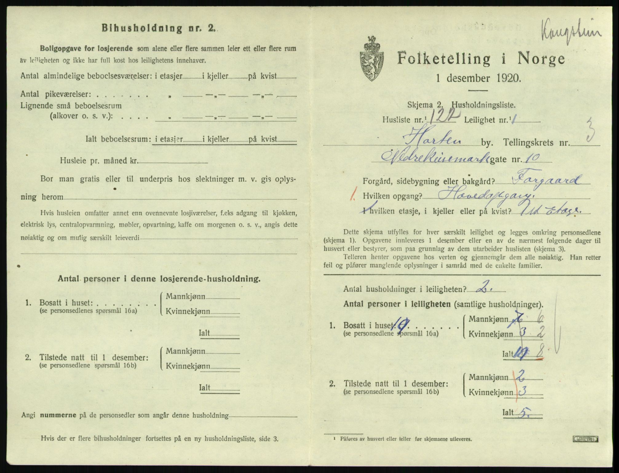 SAKO, 1920 census for Horten, 1920, p. 4537