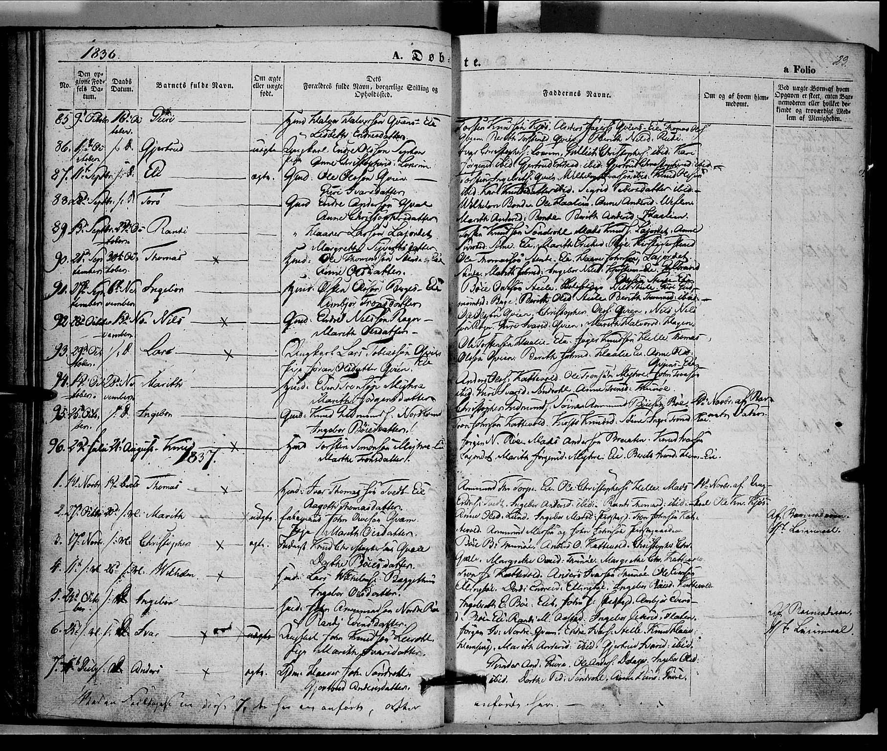 Vang prestekontor, Valdres, SAH/PREST-140/H/Ha/L0005: Parish register (official) no. 5, 1831-1845, p. 23