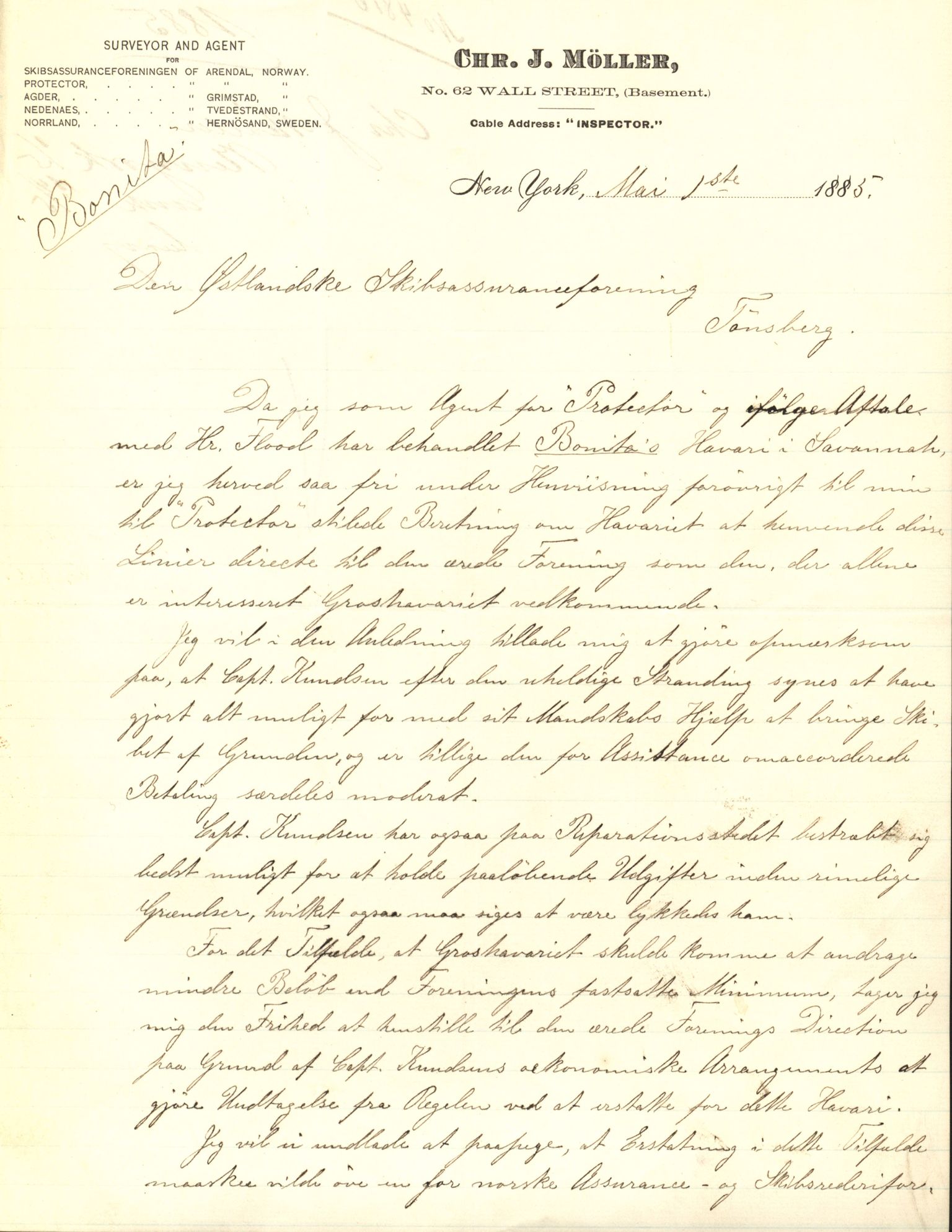 Pa 63 - Østlandske skibsassuranceforening, VEMU/A-1079/G/Ga/L0018/0011: Havaridokumenter / Bertha, Bonita, Immanuel, Th. Thoresen, India, 1885, p. 26