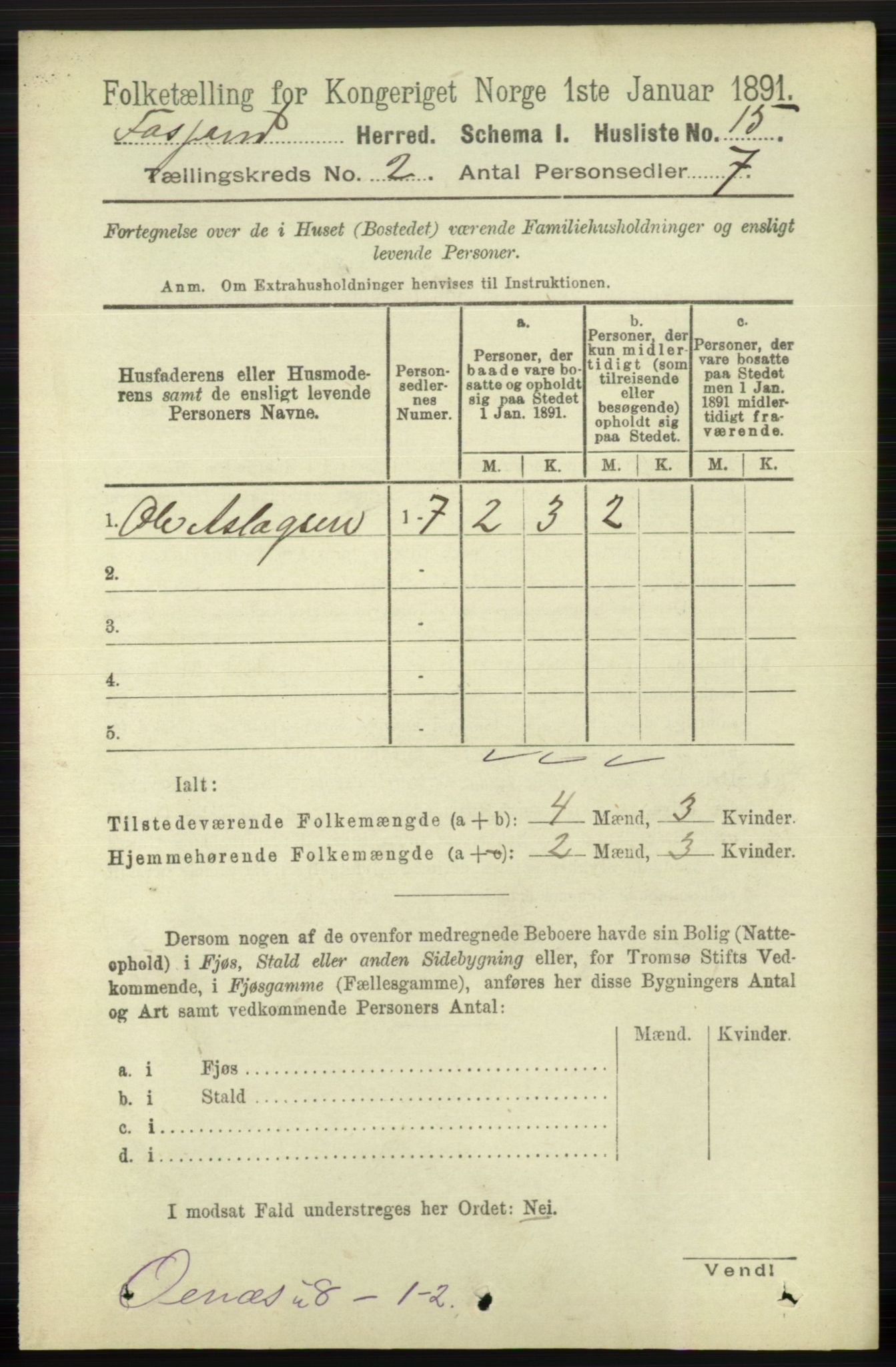 RA, 1891 census for 1129 Forsand, 1891, p. 198