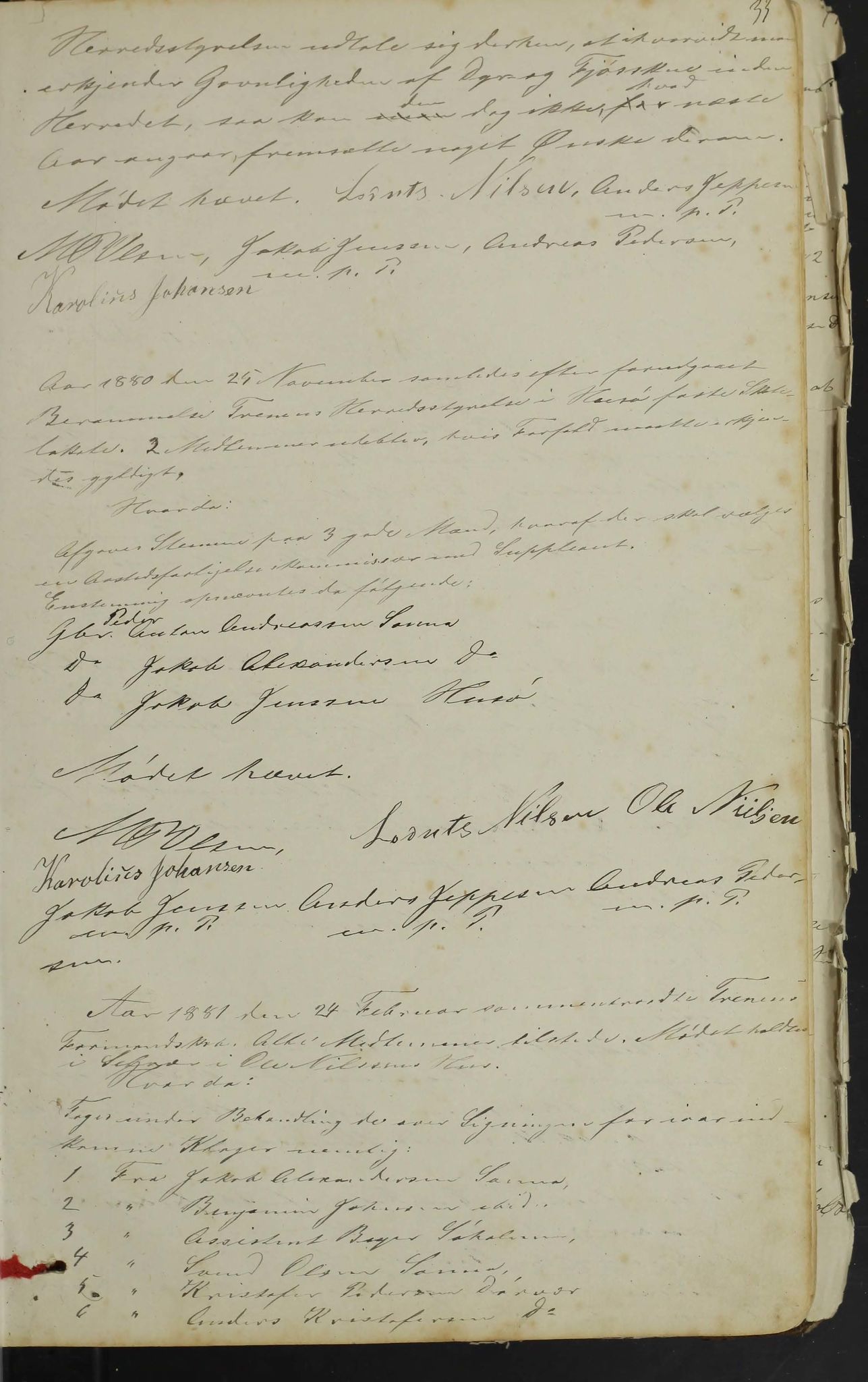 Træna kommune. Formannskapet, AIN/K-18350.150/100/L0001: Forhandlingsprotokoll for Træna, 1872-1904, p. 33