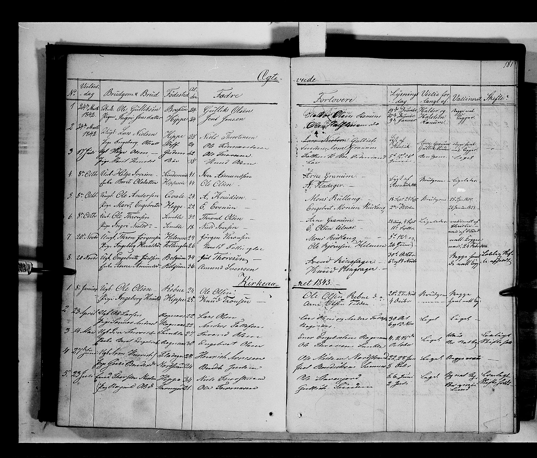 Nord-Aurdal prestekontor, SAH/PREST-132/H/Ha/Haa/L0006: Parish register (official) no. 6, 1842-1863, p. 181