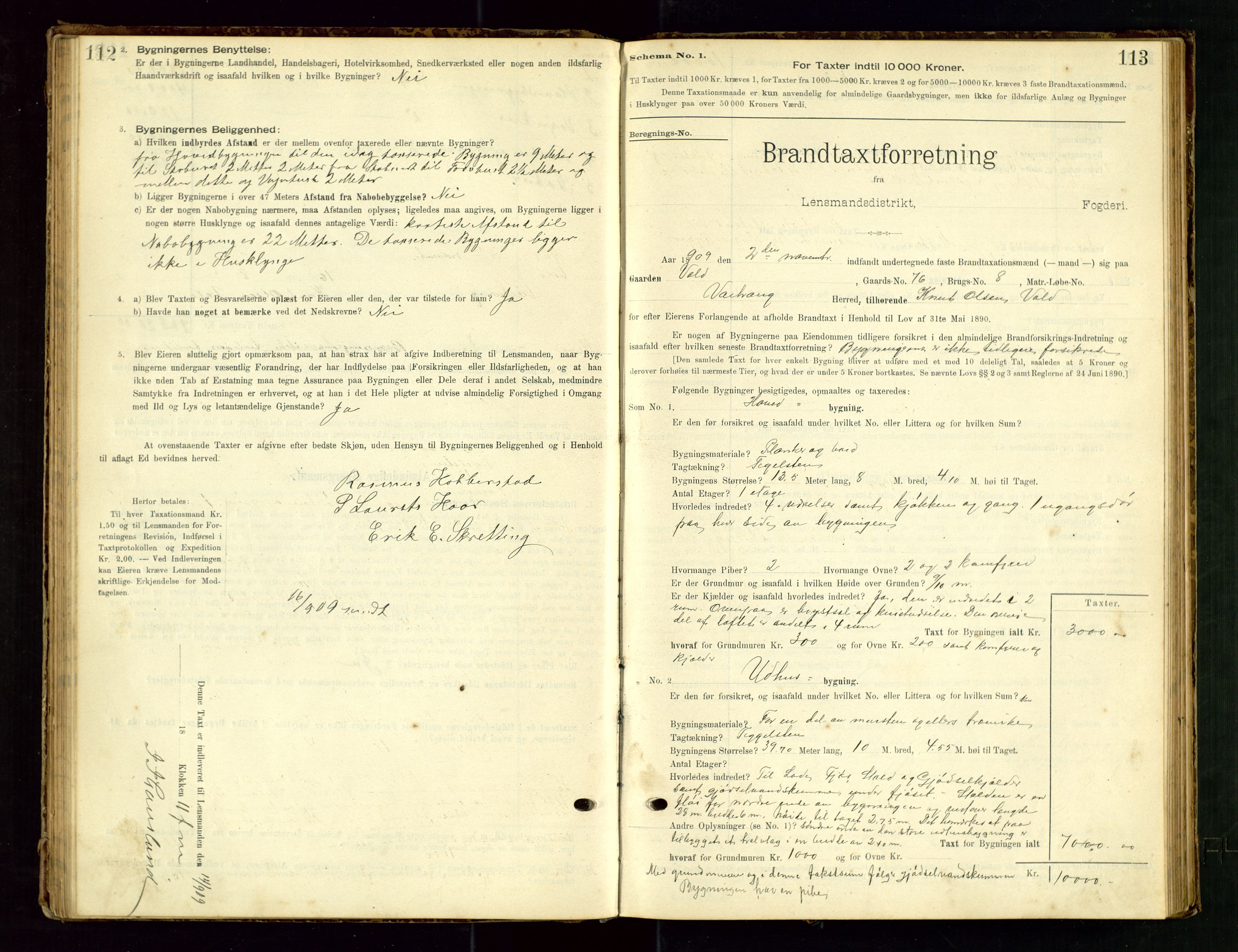 Hå lensmannskontor, SAST/A-100456/Goa/L0003: Takstprotokoll (skjema), 1895-1911, p. 112-113