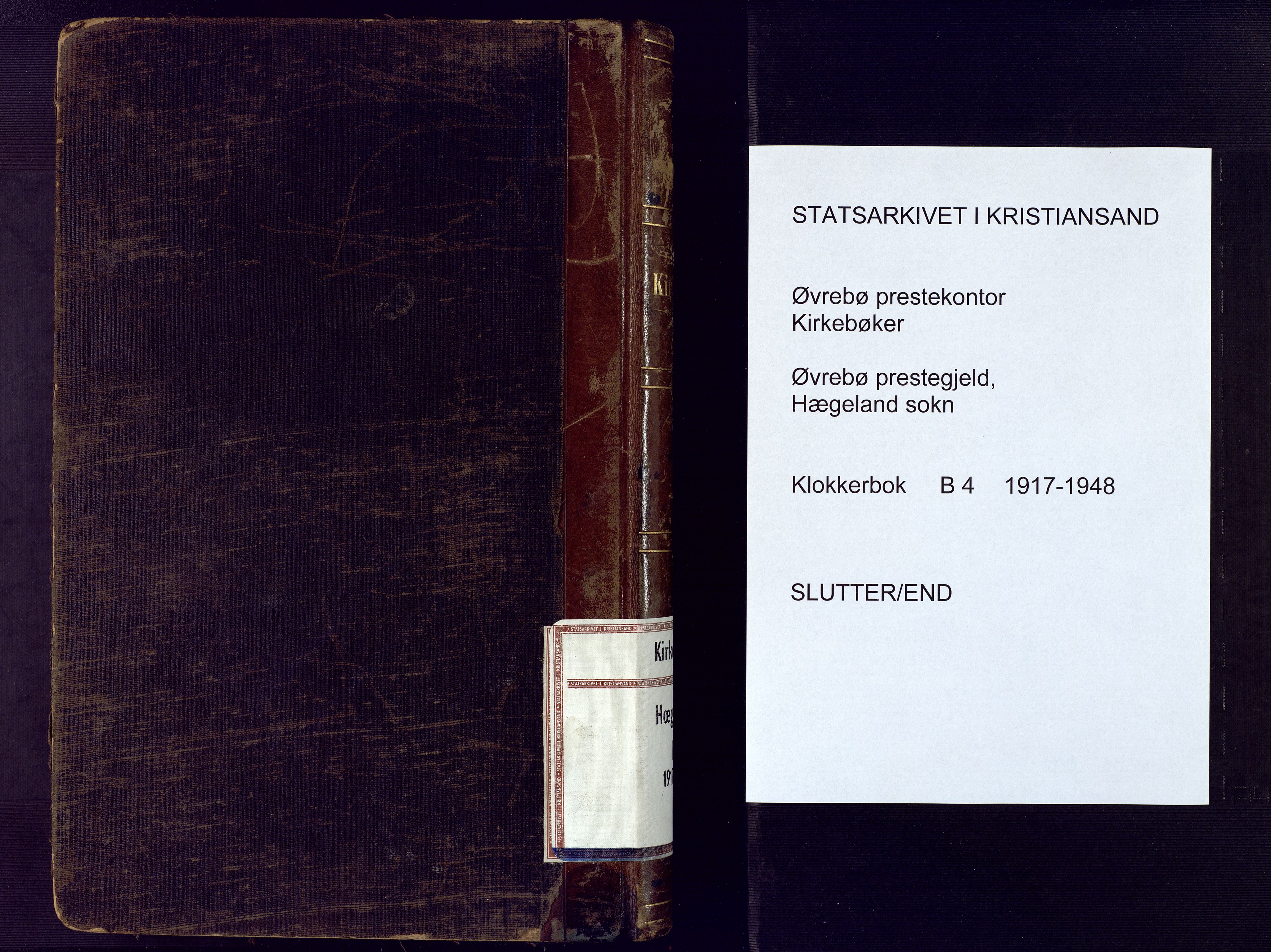 Vennesla sokneprestkontor, AV/SAK-1111-0045/Fb/Fba/L0004: Parish register (copy) no. B 4, 1917-1948