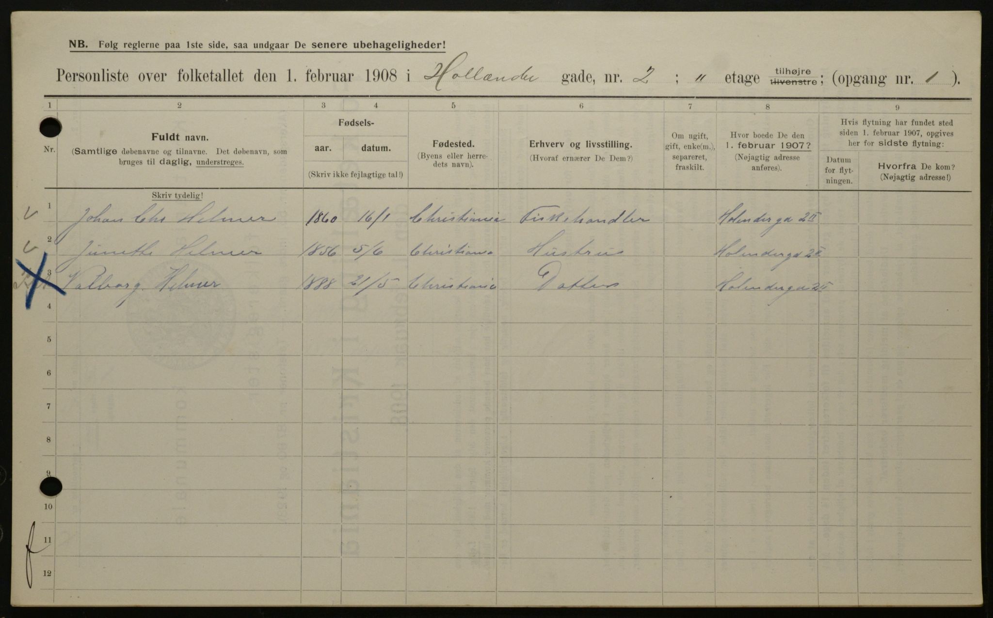 OBA, Municipal Census 1908 for Kristiania, 1908, p. 36544