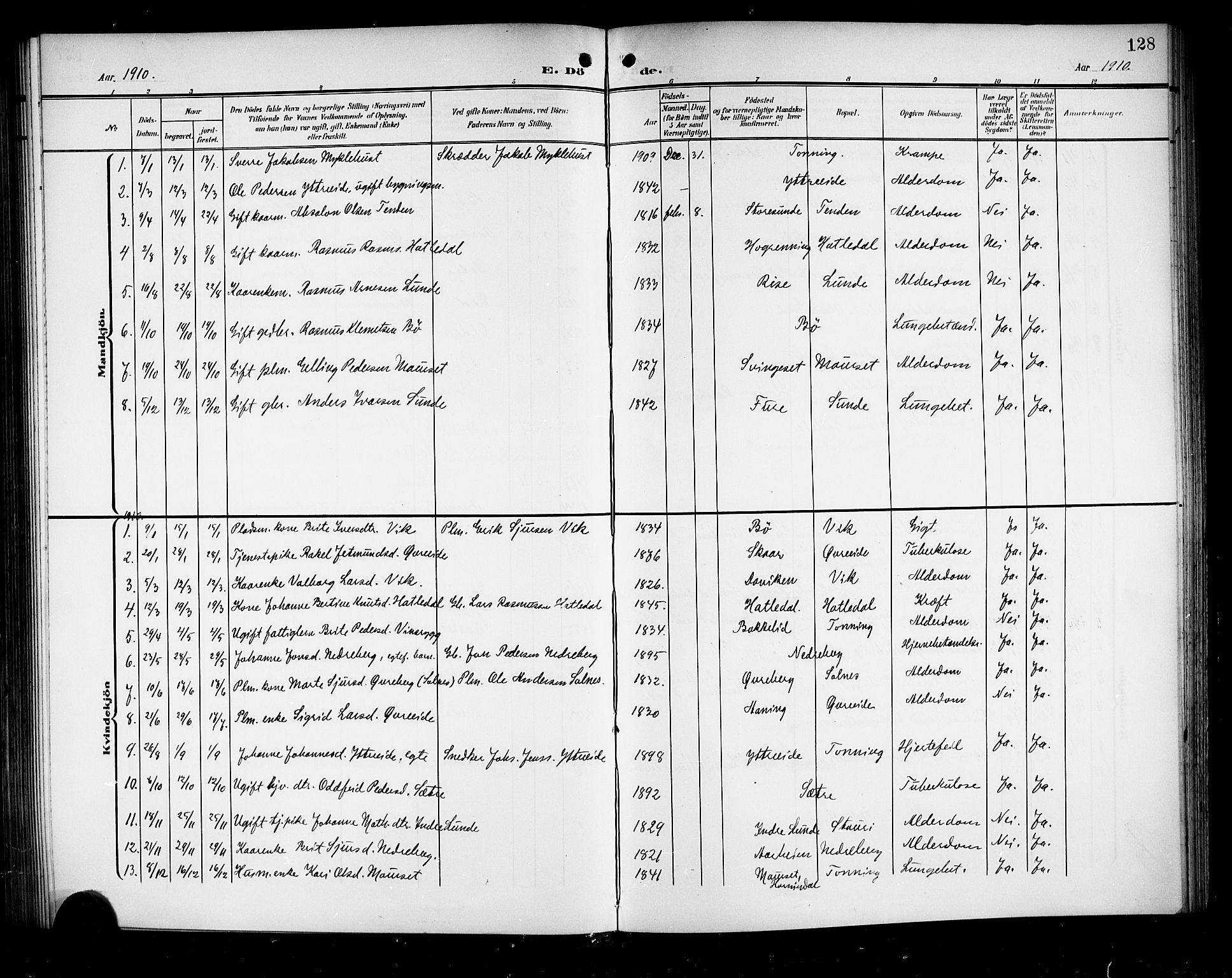 Stryn Sokneprestembete, AV/SAB-A-82501: Parish register (copy) no. A 3, 1906-1924, p. 128