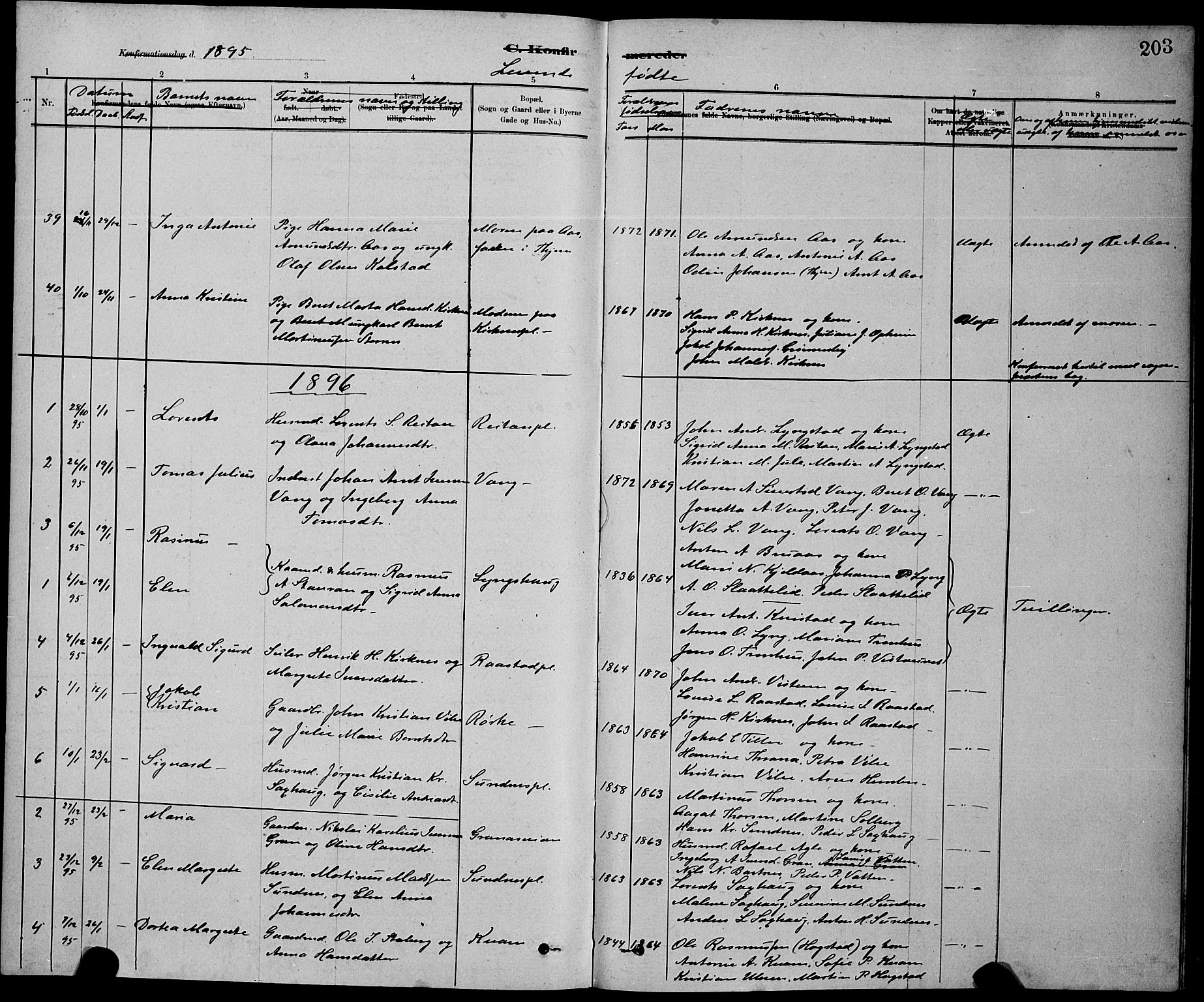 Ministerialprotokoller, klokkerbøker og fødselsregistre - Nord-Trøndelag, AV/SAT-A-1458/730/L0301: Parish register (copy) no. 730C04, 1880-1897, p. 203