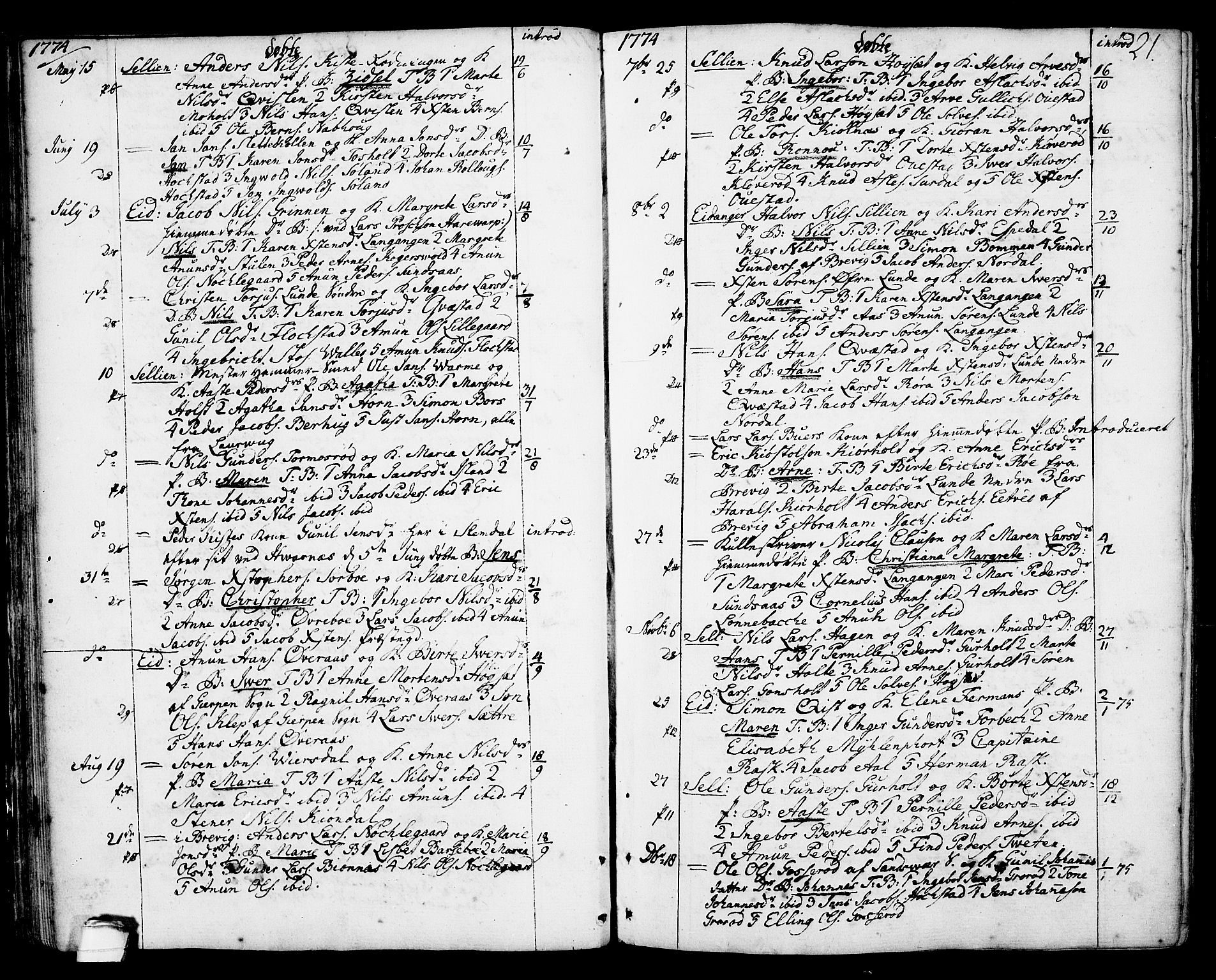 Eidanger kirkebøker, SAKO/A-261/F/Fa/L0006: Parish register (official) no. 6, 1764-1814, p. 21