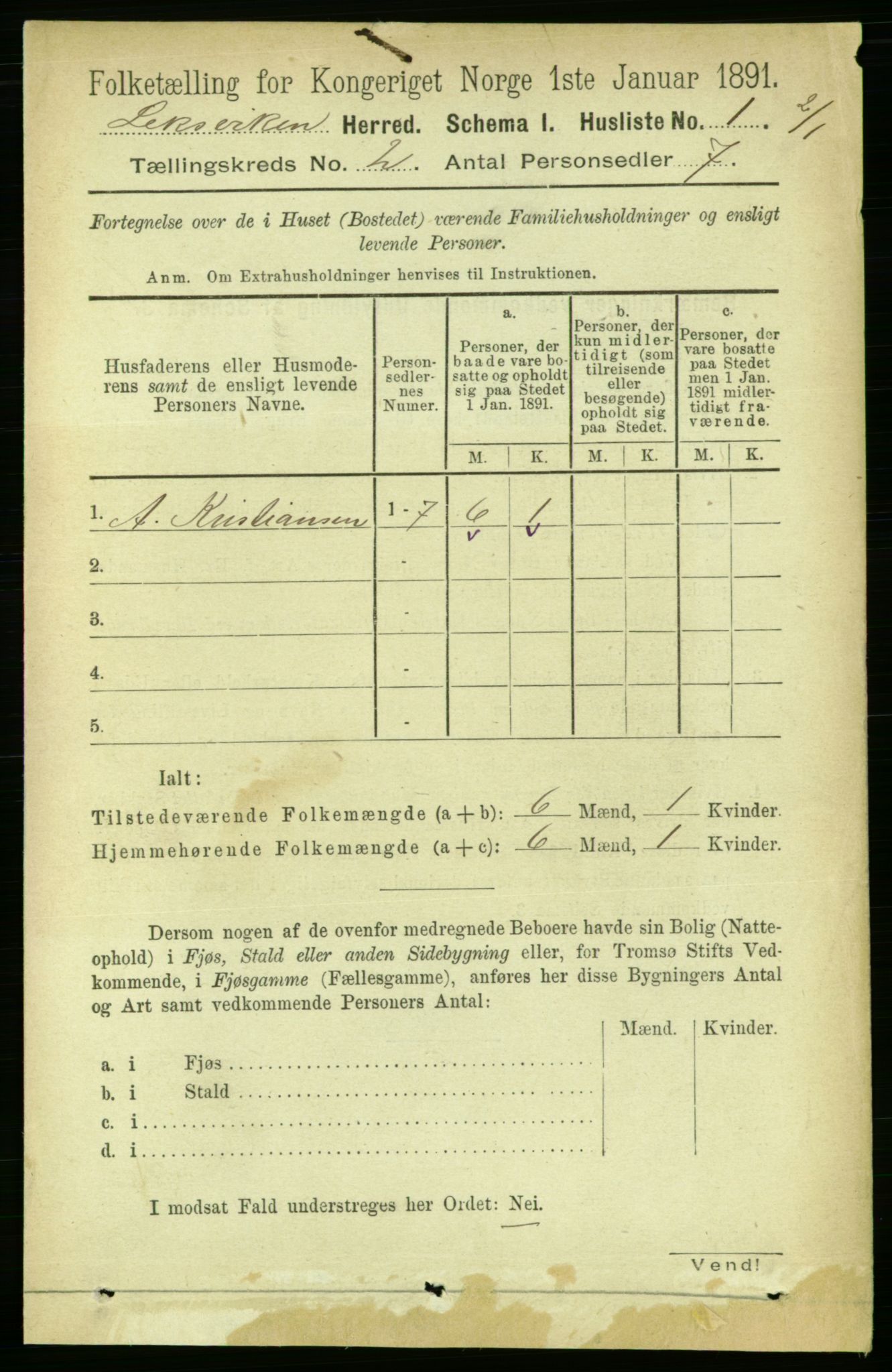 RA, 1891 census for 1718 Leksvik, 1891, p. 595
