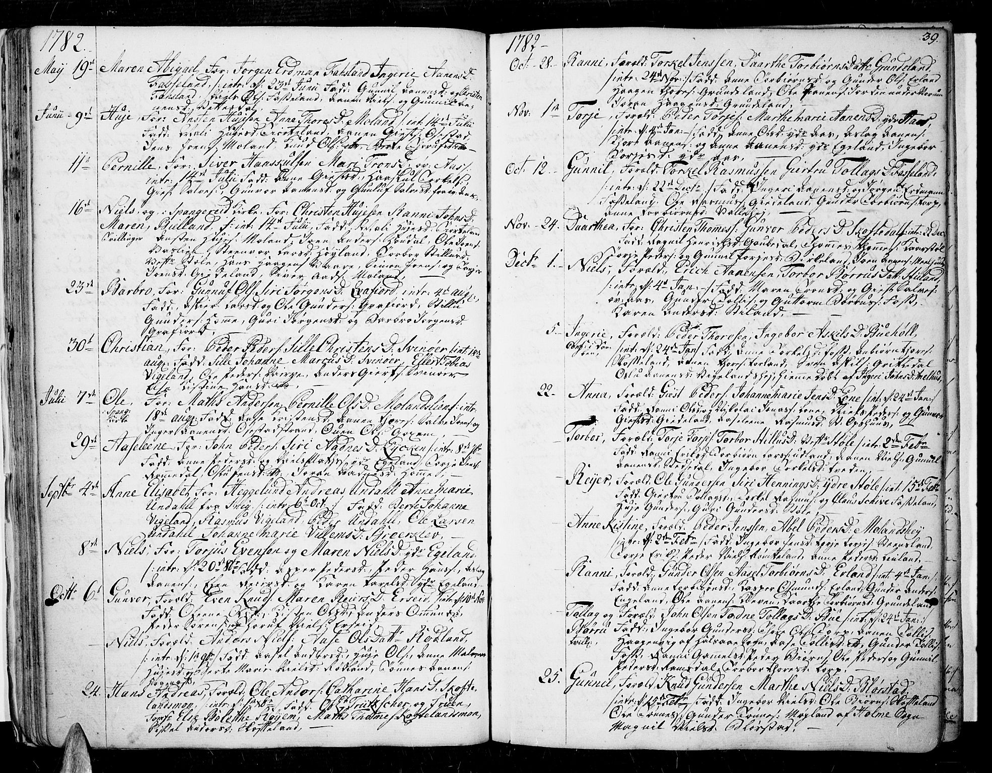 Sør-Audnedal sokneprestkontor, AV/SAK-1111-0039/F/Fa/Fab/L0002: Parish register (official) no. A 2 /1, 1766-1815, p. 39