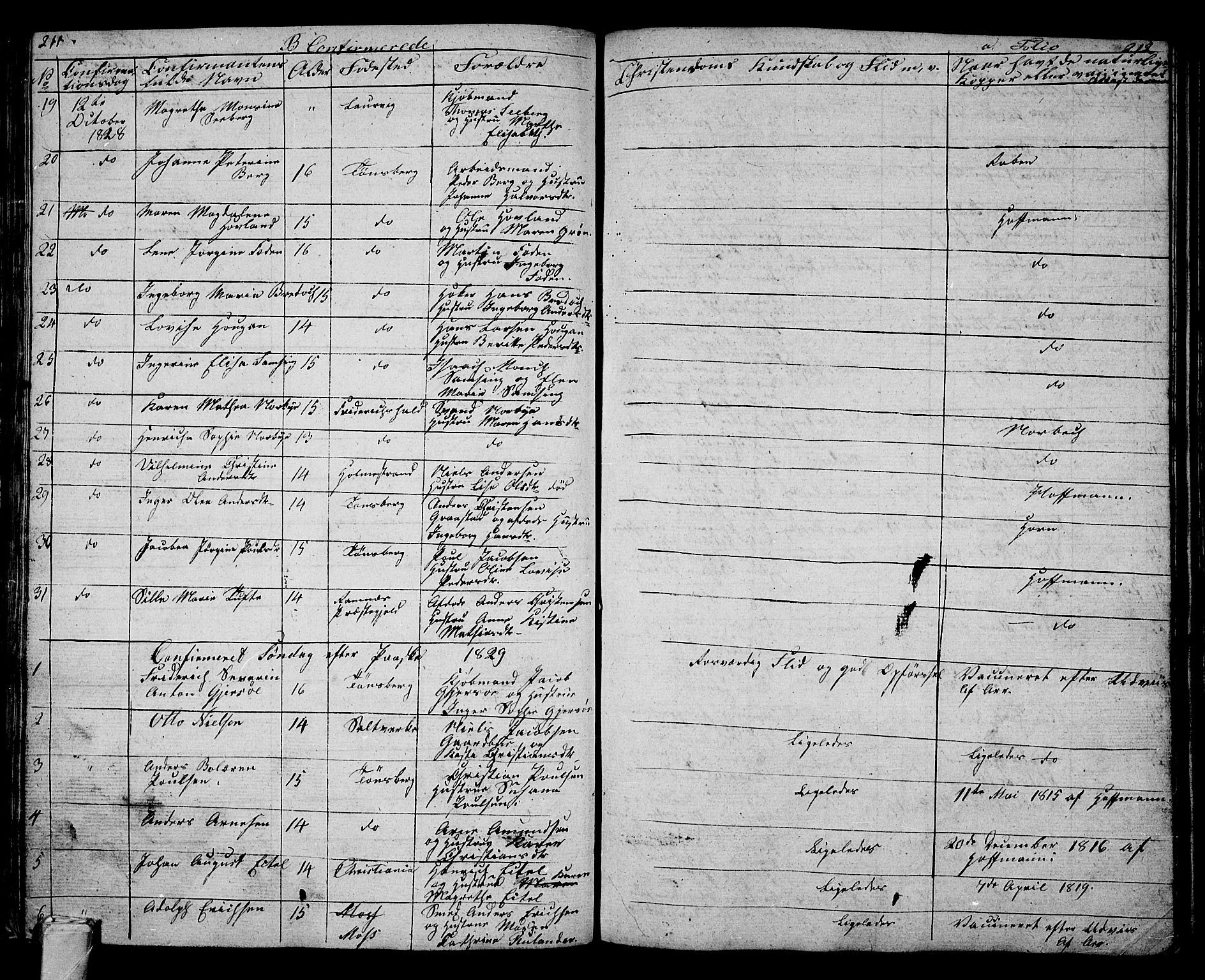 Tønsberg kirkebøker, AV/SAKO-A-330/G/Ga/L0002: Parish register (copy) no. 2, 1827-1854, p. 211-212