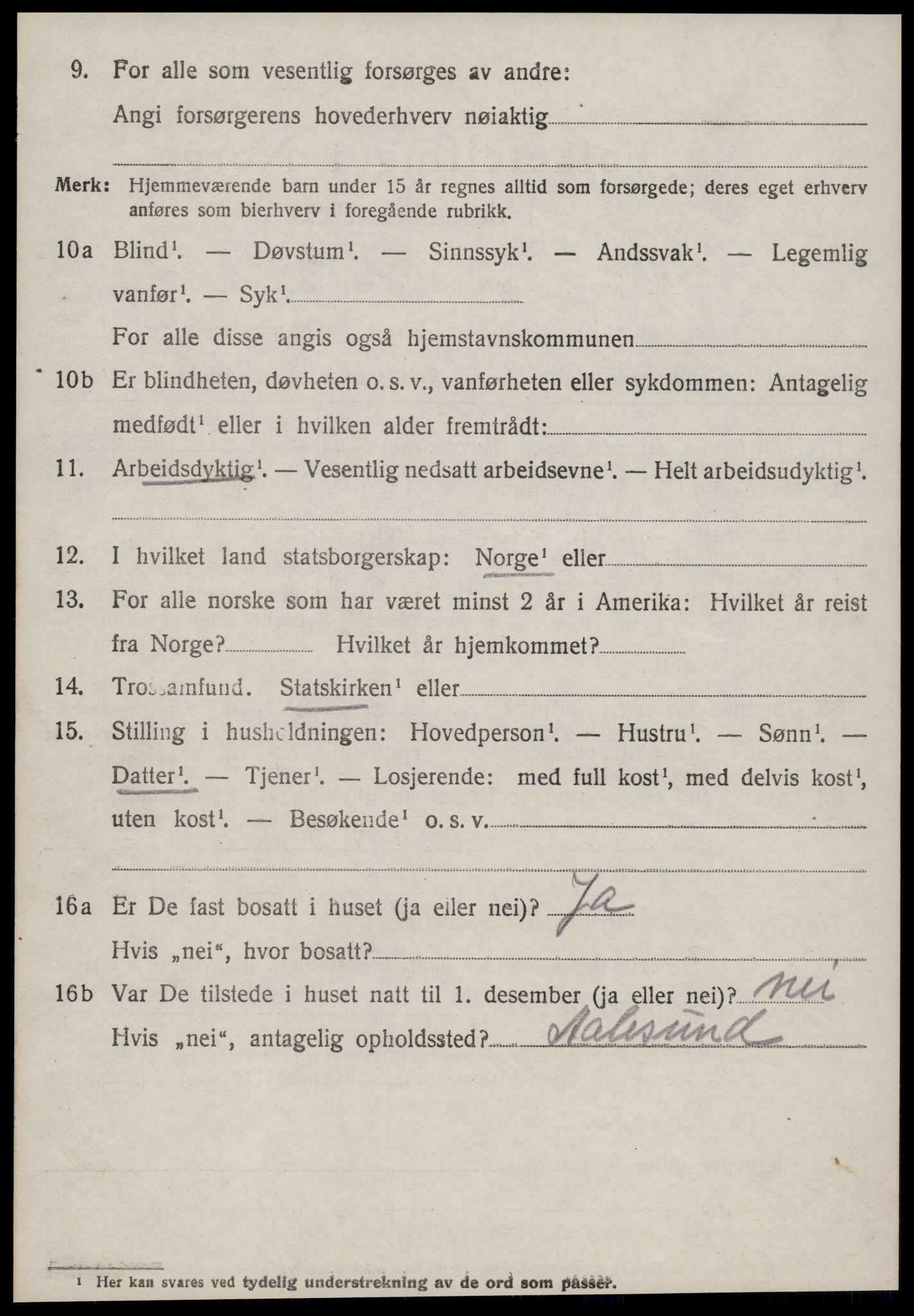 SAT, 1920 census for Borgund, 1920, p. 4987