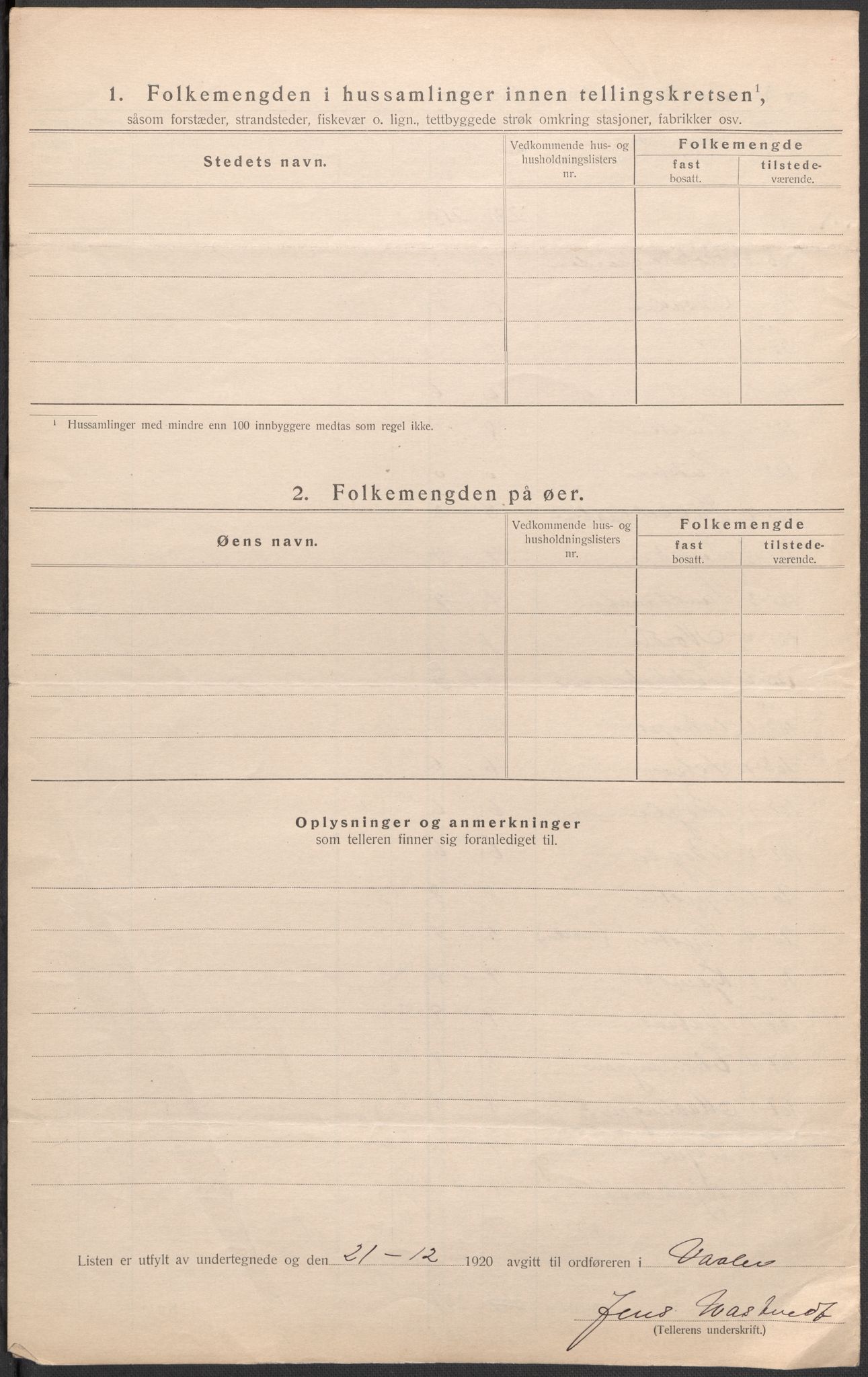 SAO, 1920 census for Våler, 1920, p. 16