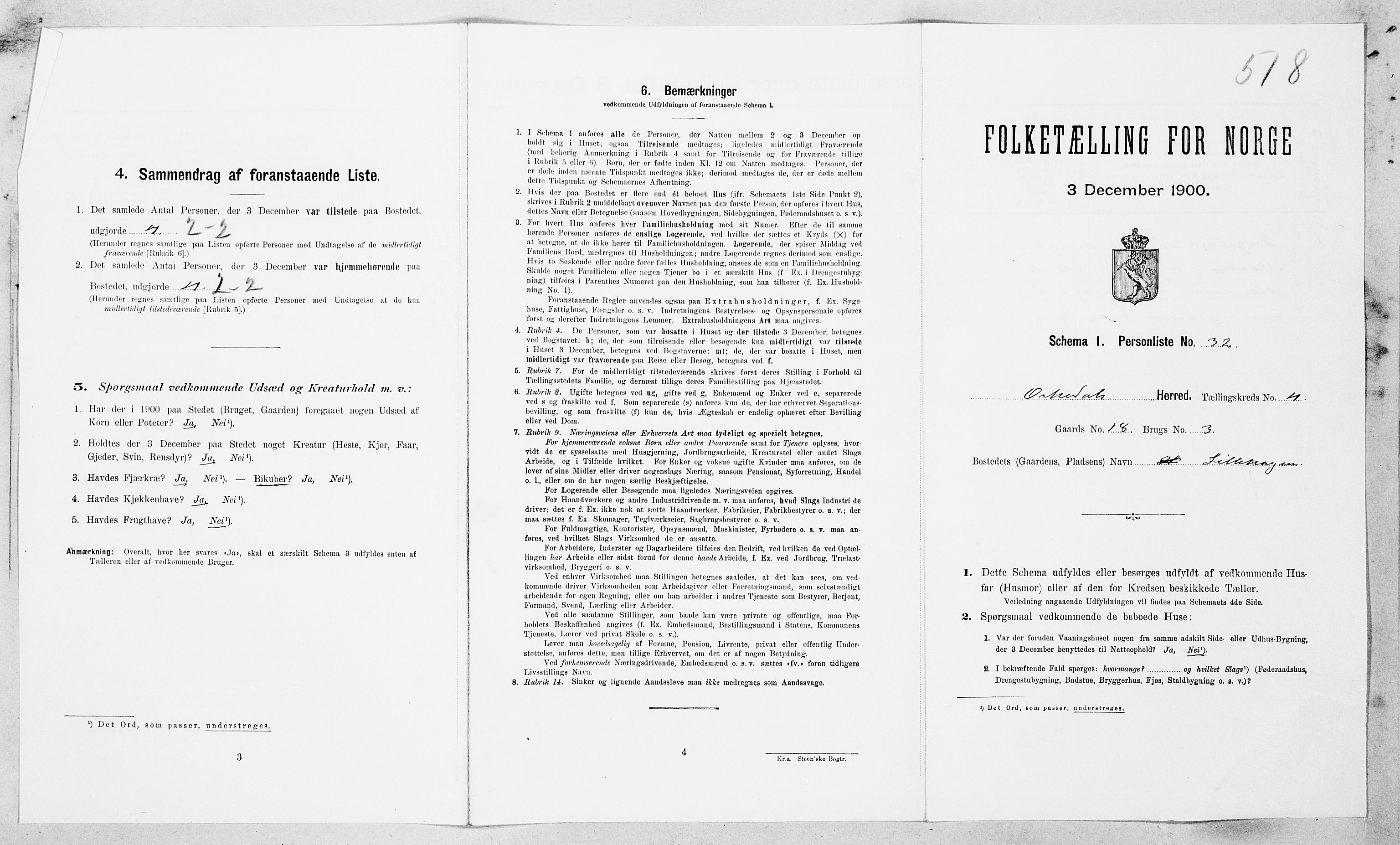 SAT, 1900 census for Orkdal, 1900, p. 705