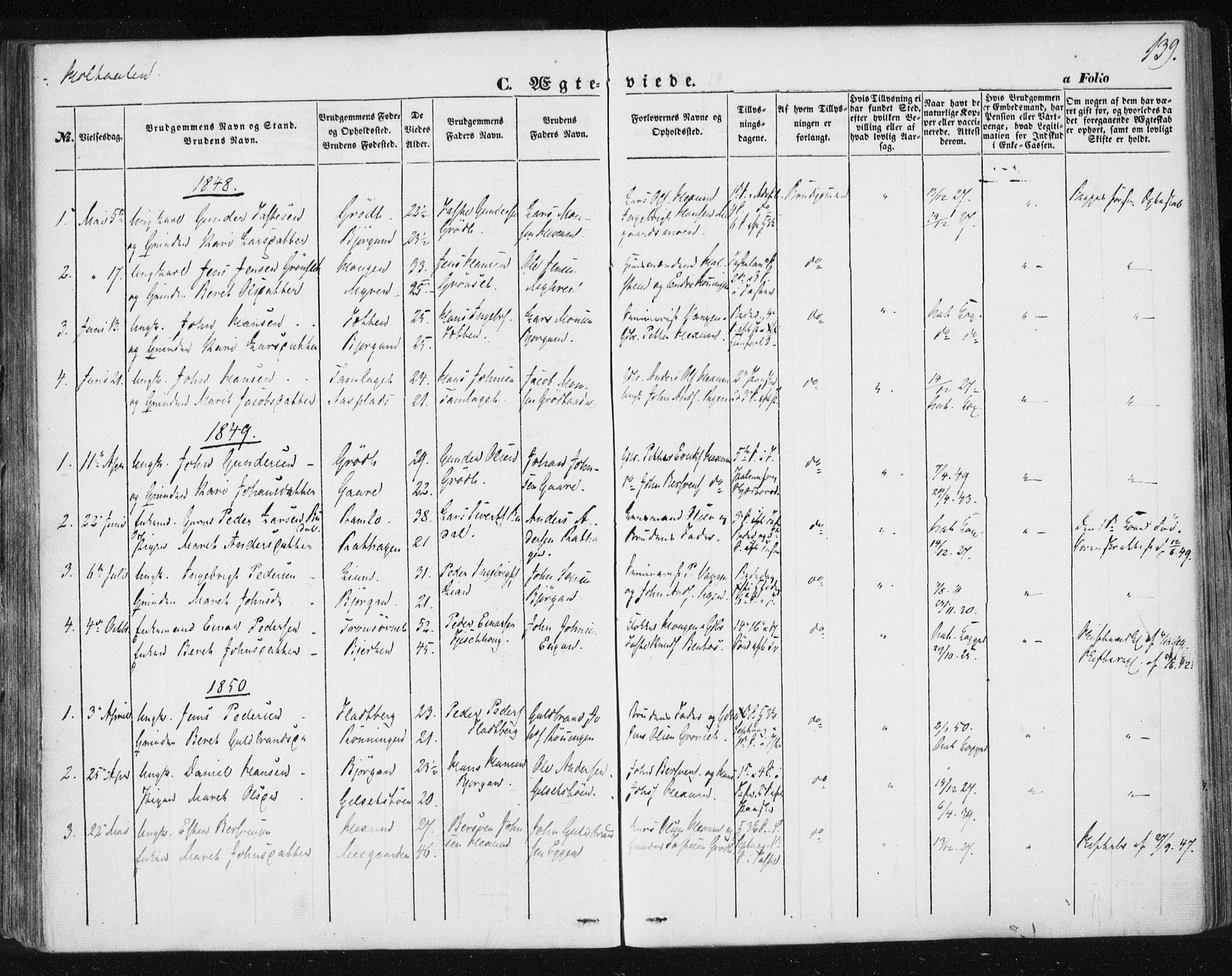 Ministerialprotokoller, klokkerbøker og fødselsregistre - Sør-Trøndelag, SAT/A-1456/685/L0963: Parish register (official) no. 685A06 /1, 1846-1859, p. 139