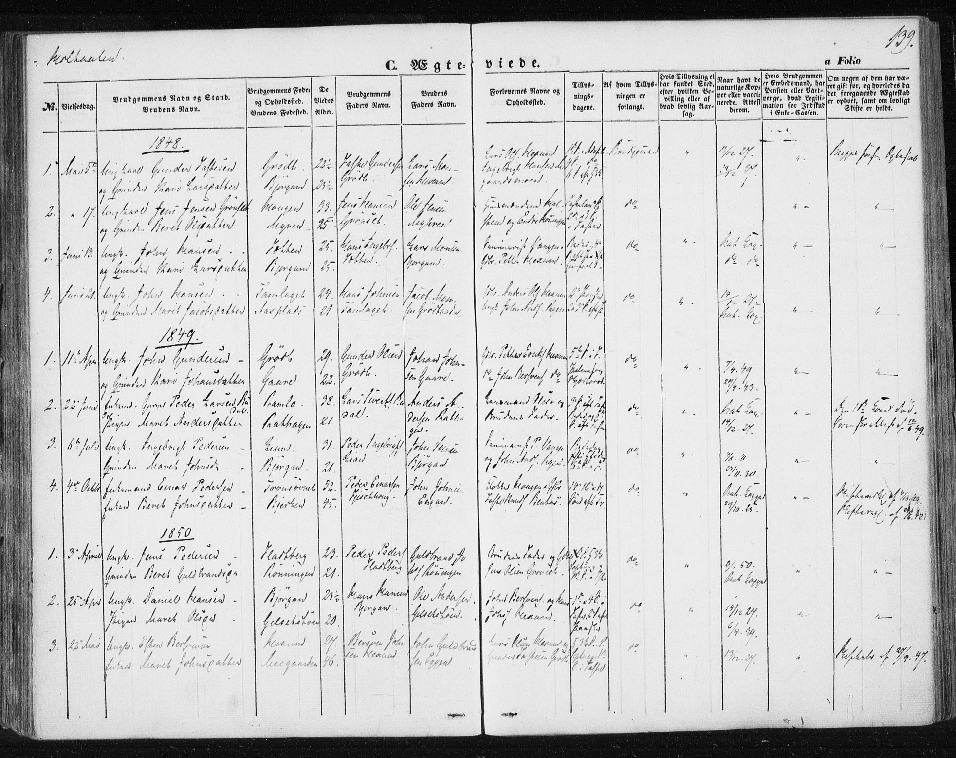 Ministerialprotokoller, klokkerbøker og fødselsregistre - Sør-Trøndelag, AV/SAT-A-1456/685/L0963: Parish register (official) no. 685A06 /1, 1846-1859, p. 139