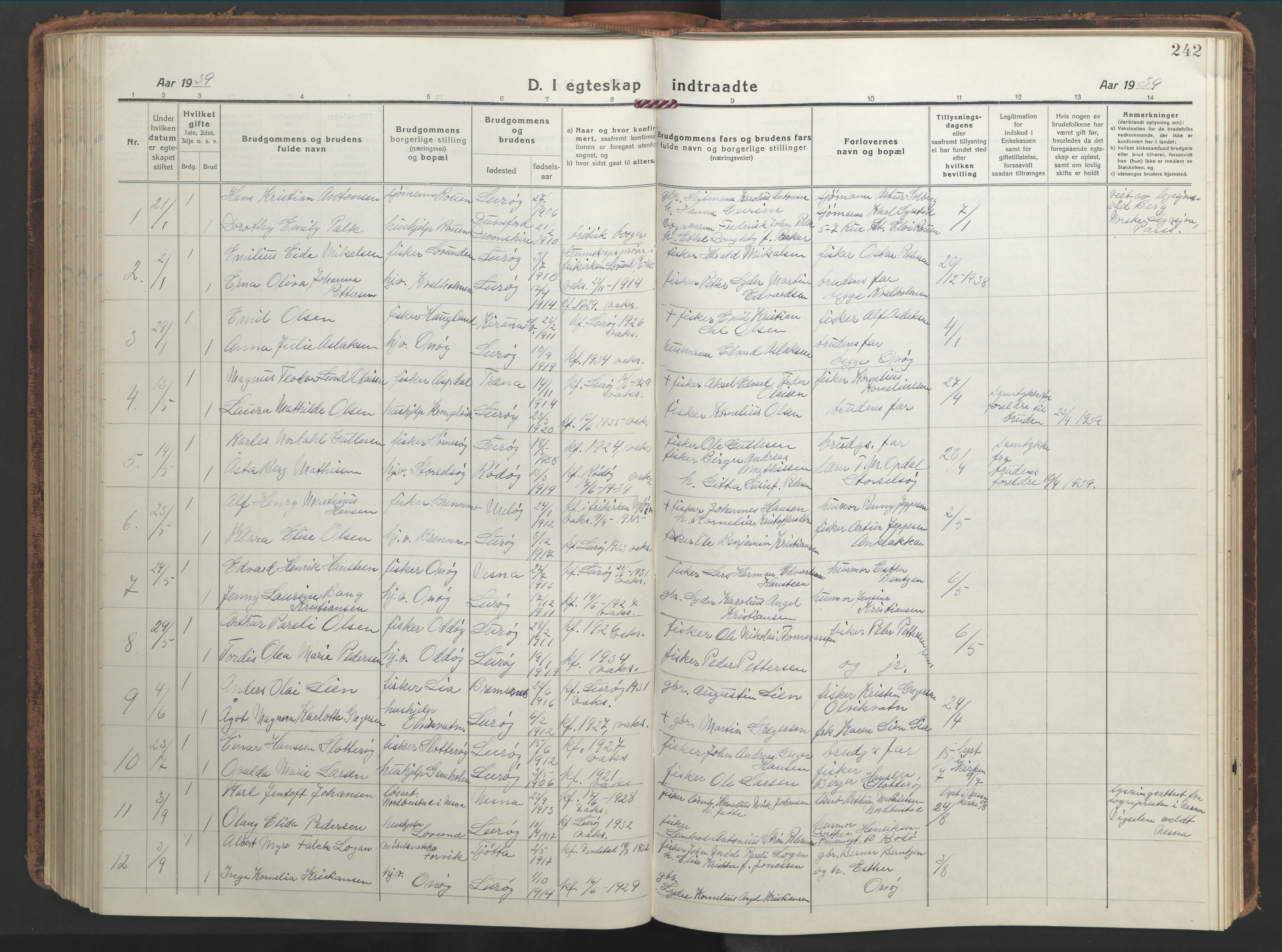 Ministerialprotokoller, klokkerbøker og fødselsregistre - Nordland, SAT/A-1459/839/L0574: Parish register (copy) no. 839C04, 1918-1950, p. 242
