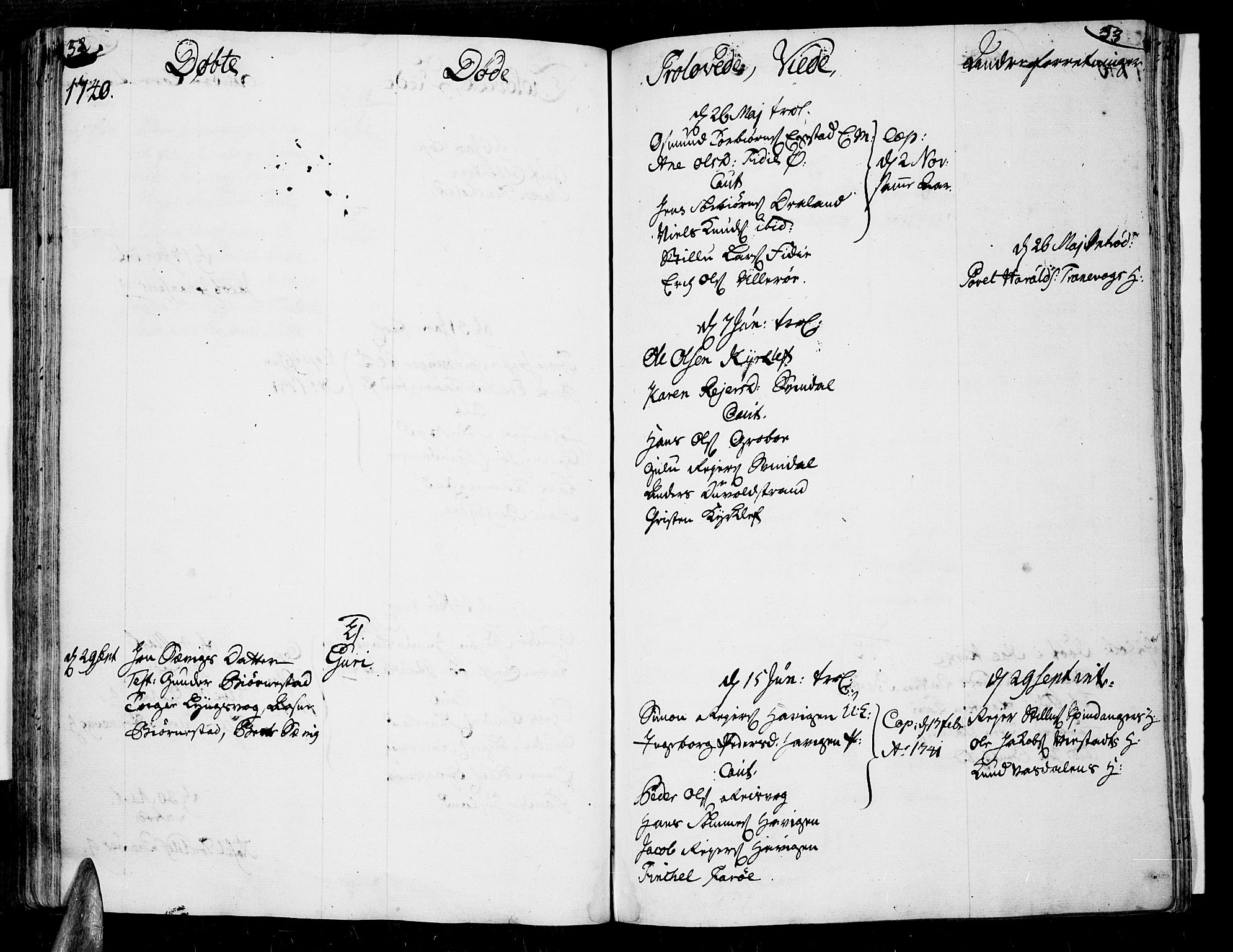 Lista sokneprestkontor, AV/SAK-1111-0027/F/Fa/L0002: Parish register (official) no. A 2 /3, 1726-1751, p. 52-53