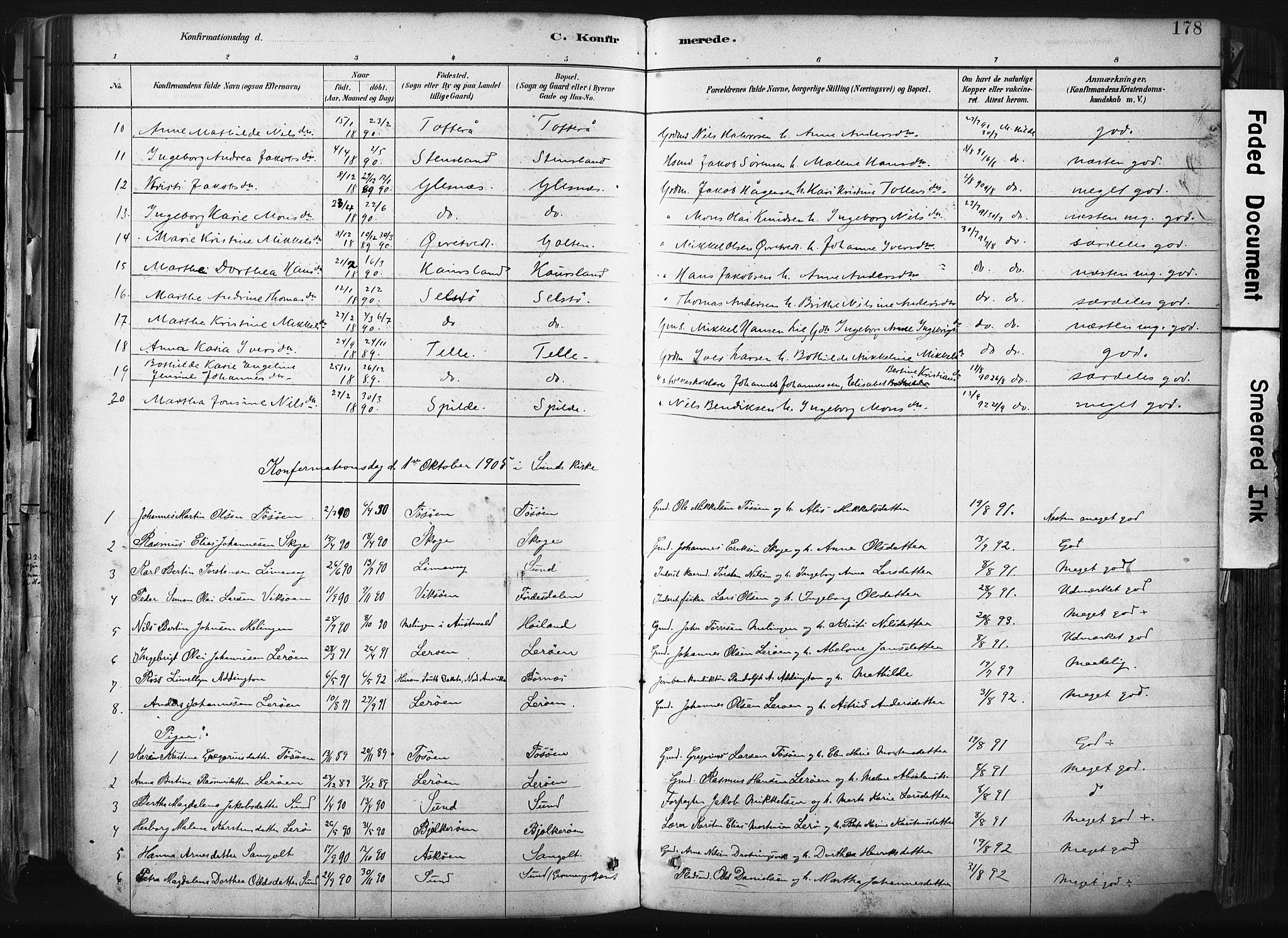 Sund sokneprestembete, SAB/A-99930: Parish register (official) no. B 1, 1882-1907, p. 178