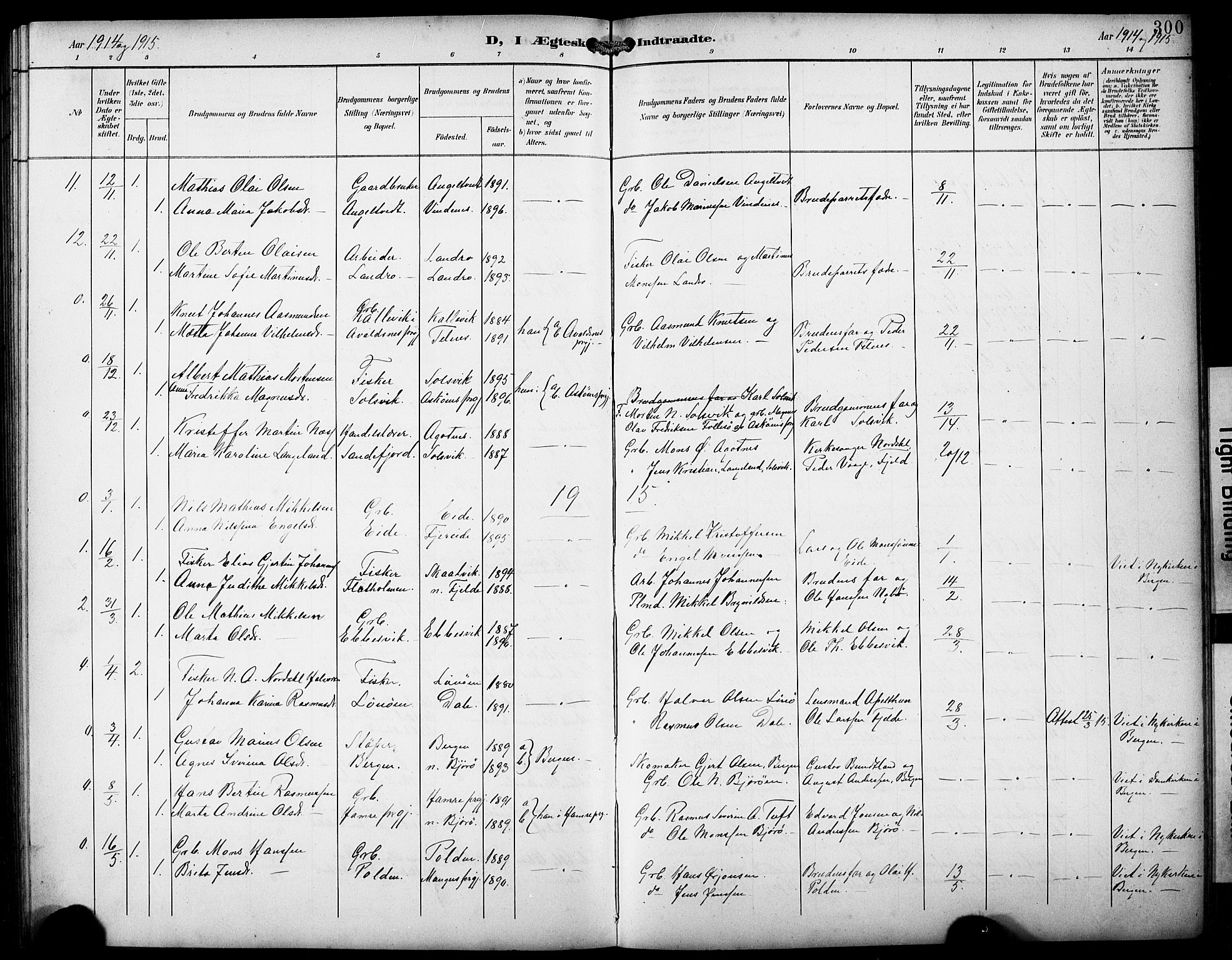 Fjell sokneprestembete, SAB/A-75301/H/Hab: Parish register (copy) no. A 5, 1899-1918, p. 300
