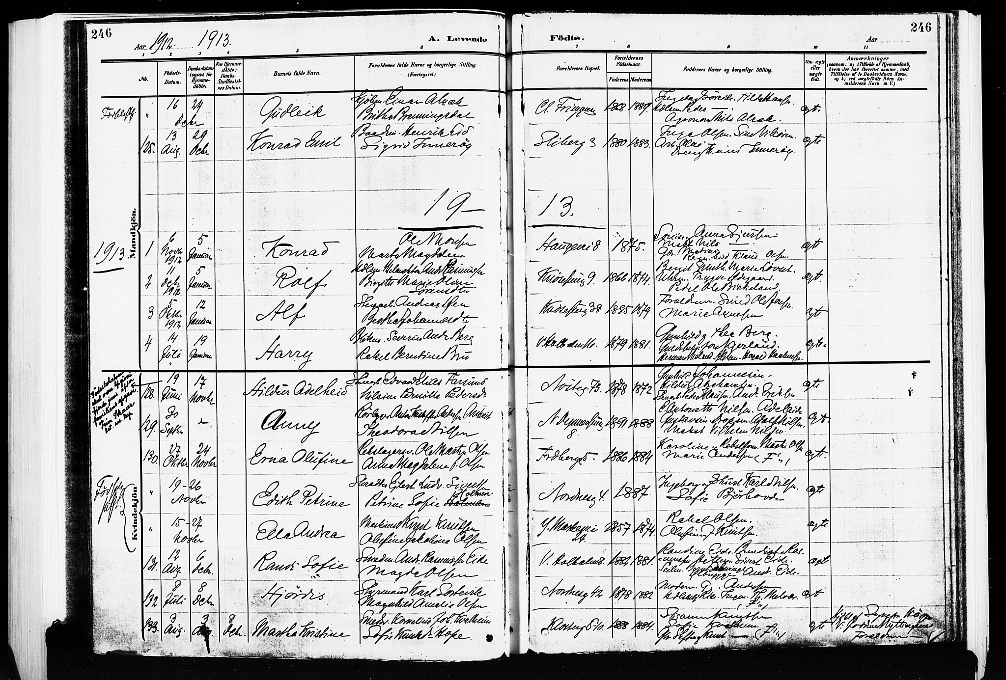 Nykirken Sokneprestembete, SAB/A-77101/H/Hab: Parish register (copy) no. B 6, 1909-1916, p. 246