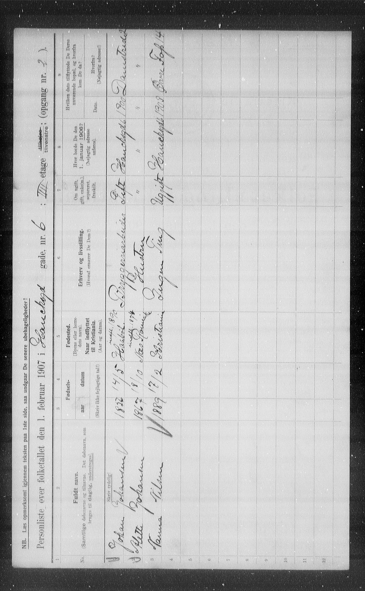 OBA, Municipal Census 1907 for Kristiania, 1907, p. 18204