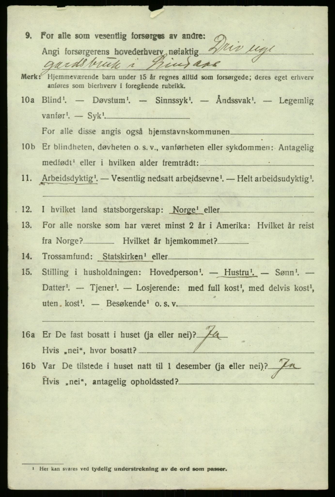 SAB, 1920 census for Lindås, 1920, p. 2594