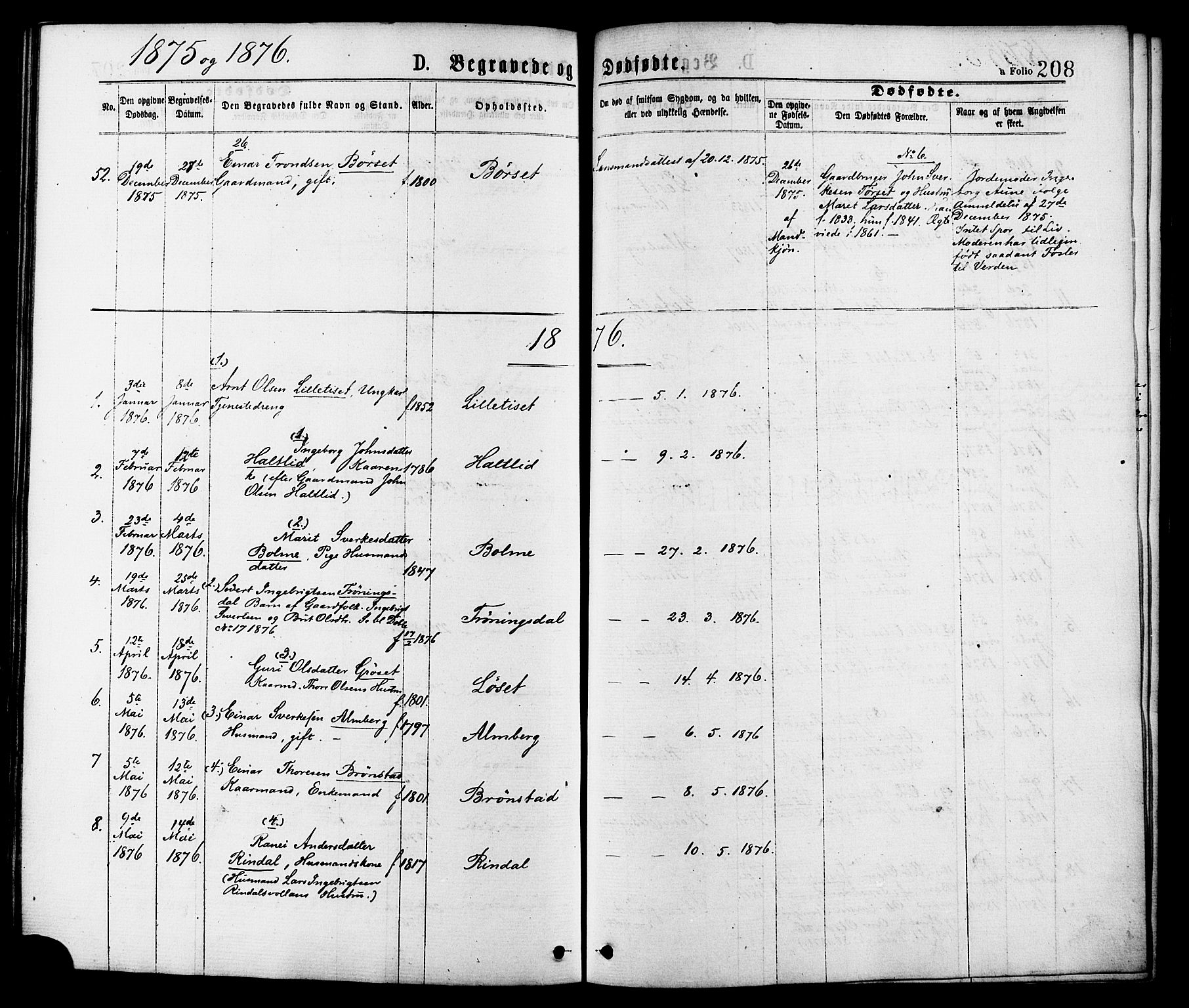 Ministerialprotokoller, klokkerbøker og fødselsregistre - Møre og Romsdal, AV/SAT-A-1454/598/L1068: Parish register (official) no. 598A02, 1872-1881, p. 208