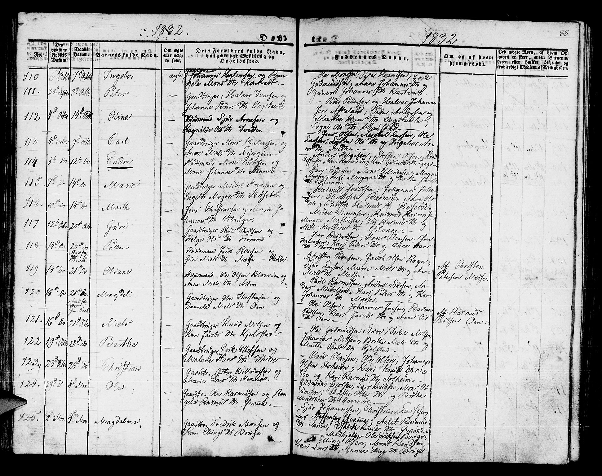 Manger sokneprestembete, AV/SAB-A-76801/H/Haa: Parish register (official) no. A 4, 1824-1838, p. 88