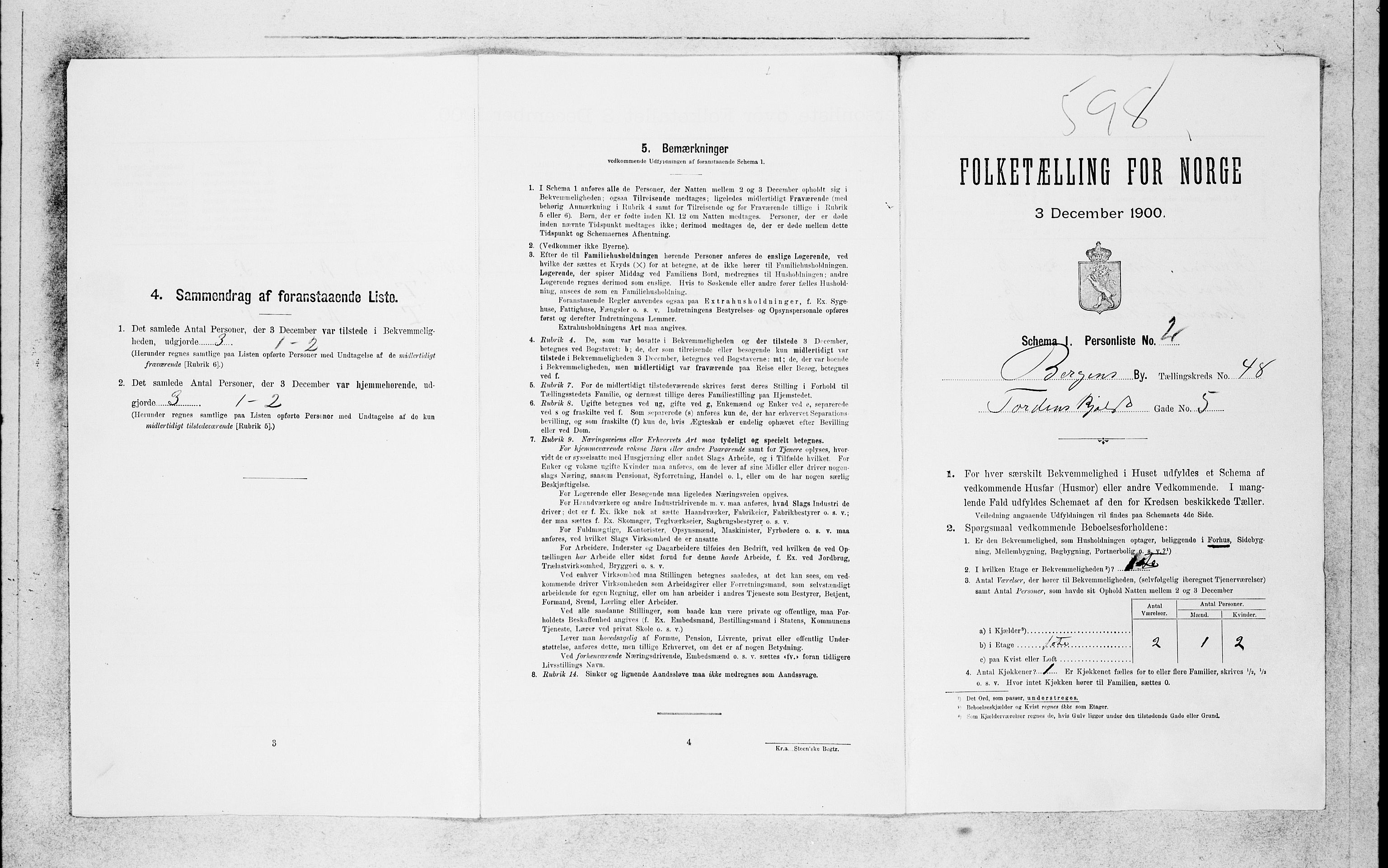 SAB, 1900 census for Bergen, 1900, p. 9307