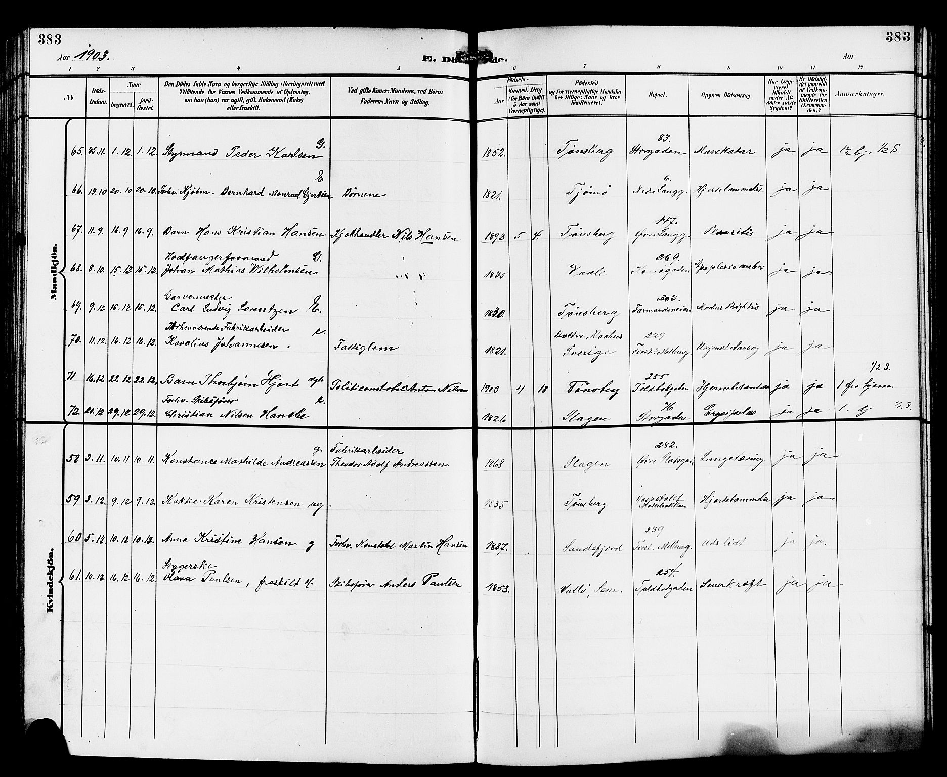 Tønsberg kirkebøker, AV/SAKO-A-330/G/Ga/L0007: Parish register (copy) no. 7, 1896-1904, p. 383