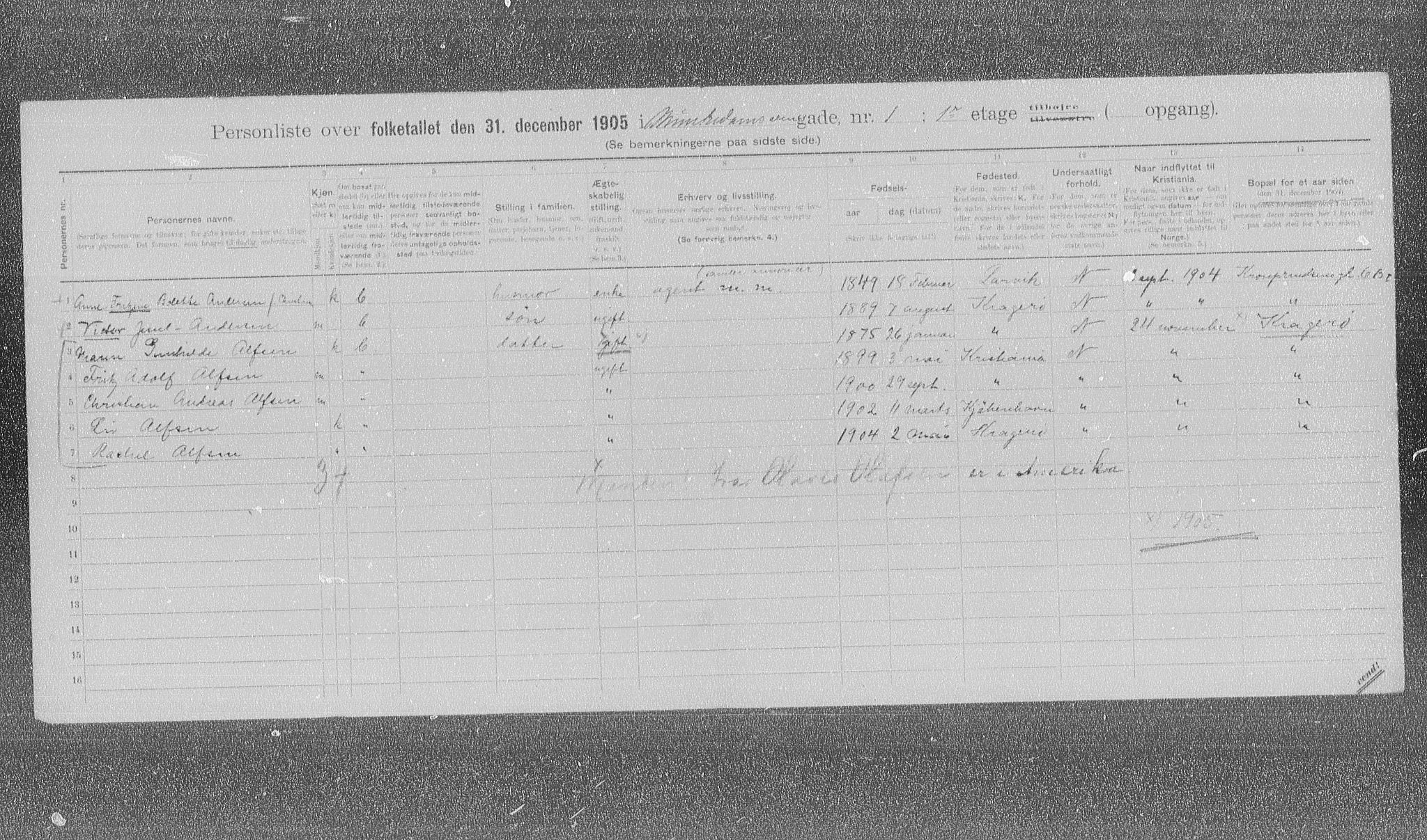 OBA, Municipal Census 1905 for Kristiania, 1905, p. 35027