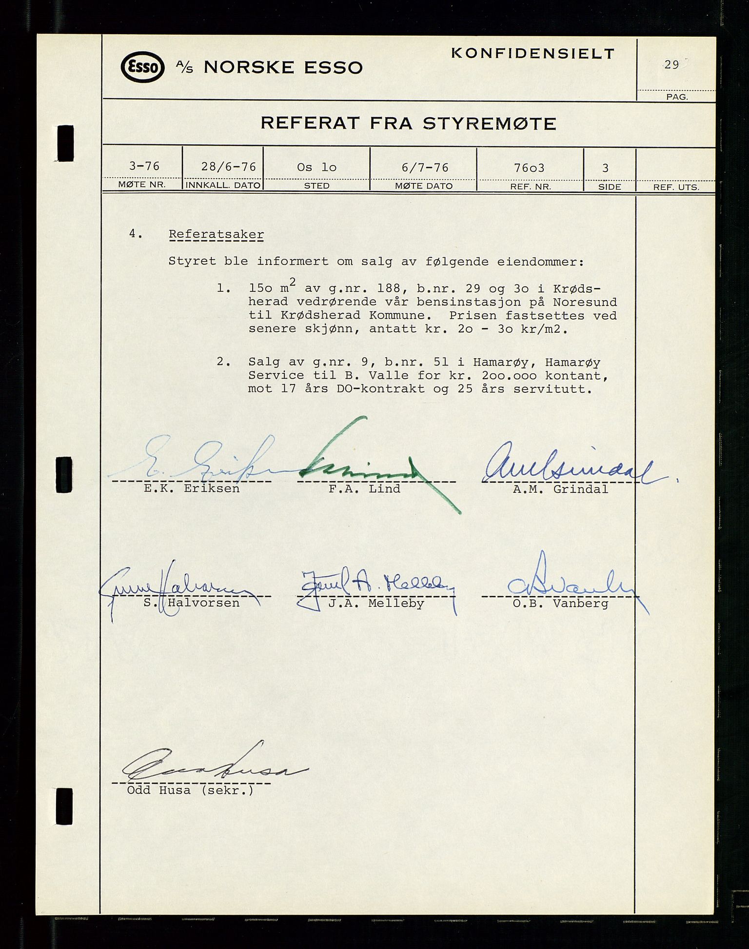 Pa 0982 - Esso Norge A/S, AV/SAST-A-100448/A/Aa/L0003/0003: Den administrerende direksjon Board minutes (styrereferater) og Bedriftforsamlingsprotokoll / Den administrerende direksjon Board minutes (styrereferater), 1975-1985, p. 29