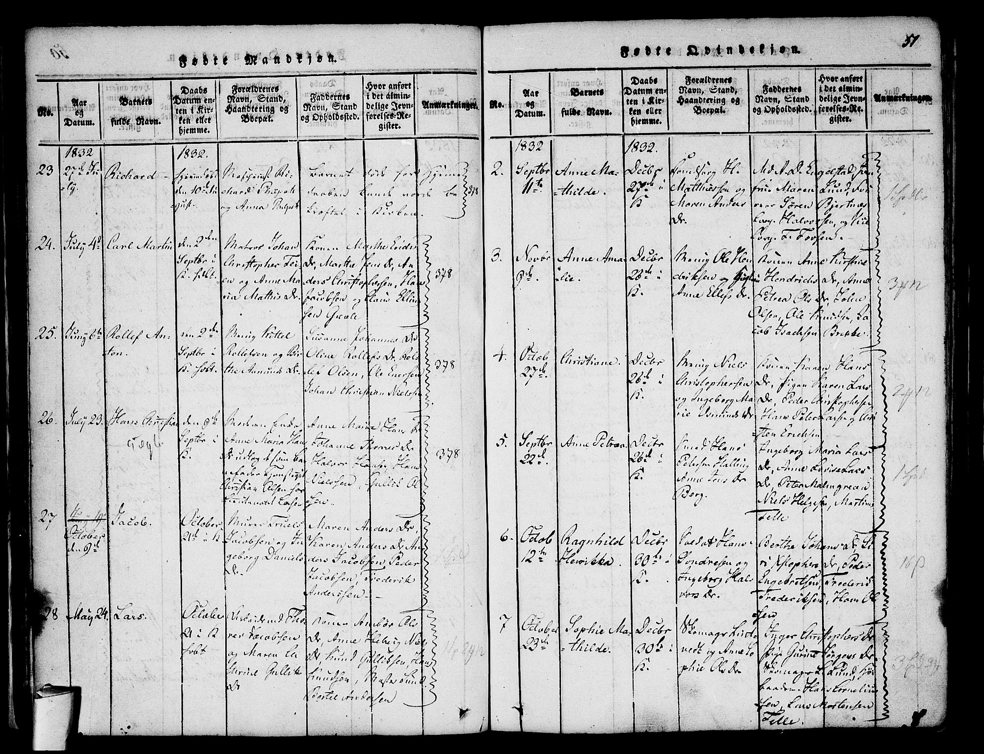 Stavern kirkebøker, SAKO/A-318/F/Fa/L0006: Parish register (official) no. 6, 1816-1839, p. 51