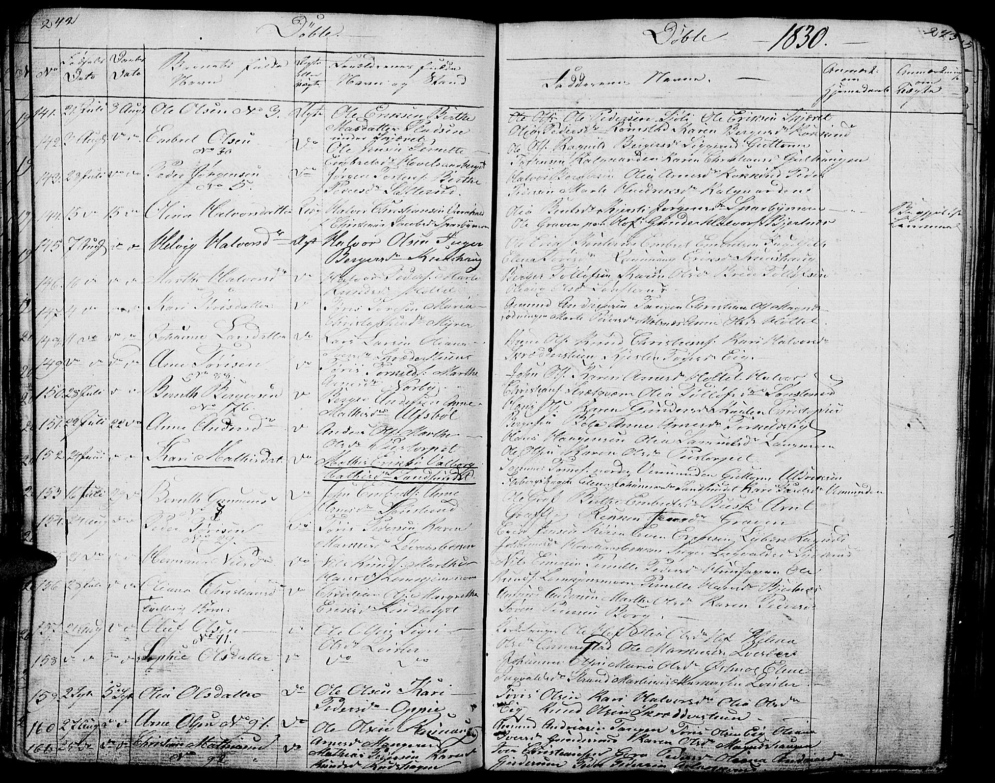 Hof prestekontor, SAH/PREST-038/H/Ha/Haa/L0006: Parish register (official) no. 6, 1822-1841, p. 242-243