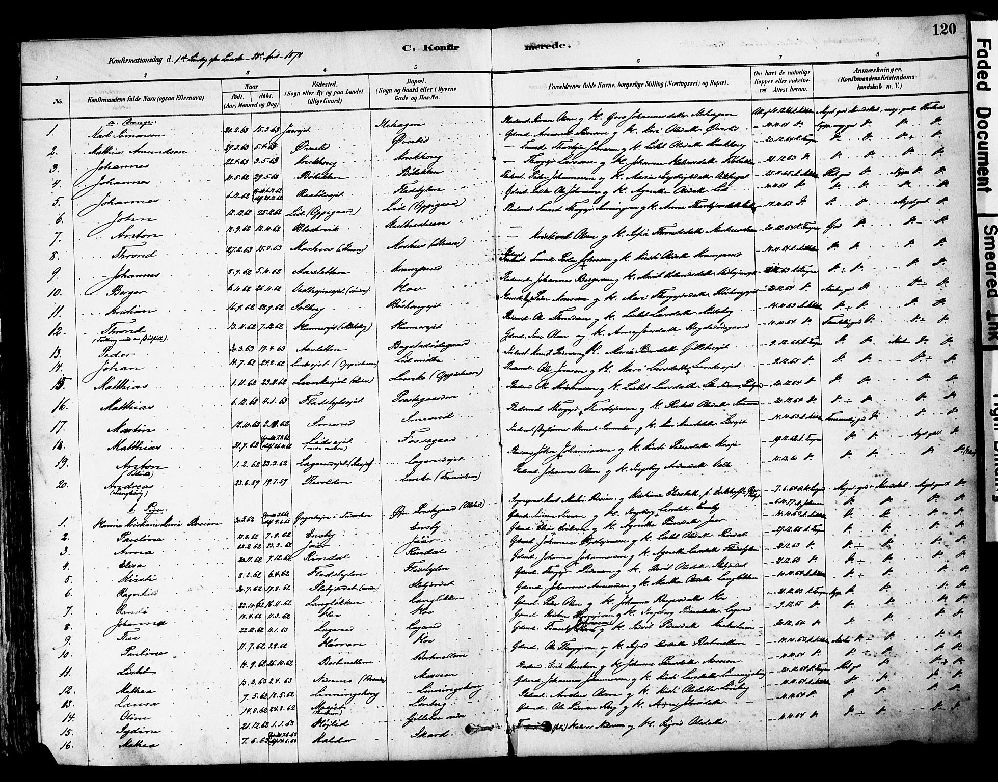 Øyer prestekontor, SAH/PREST-084/H/Ha/Haa/L0008: Parish register (official) no. 8, 1878-1897, p. 120