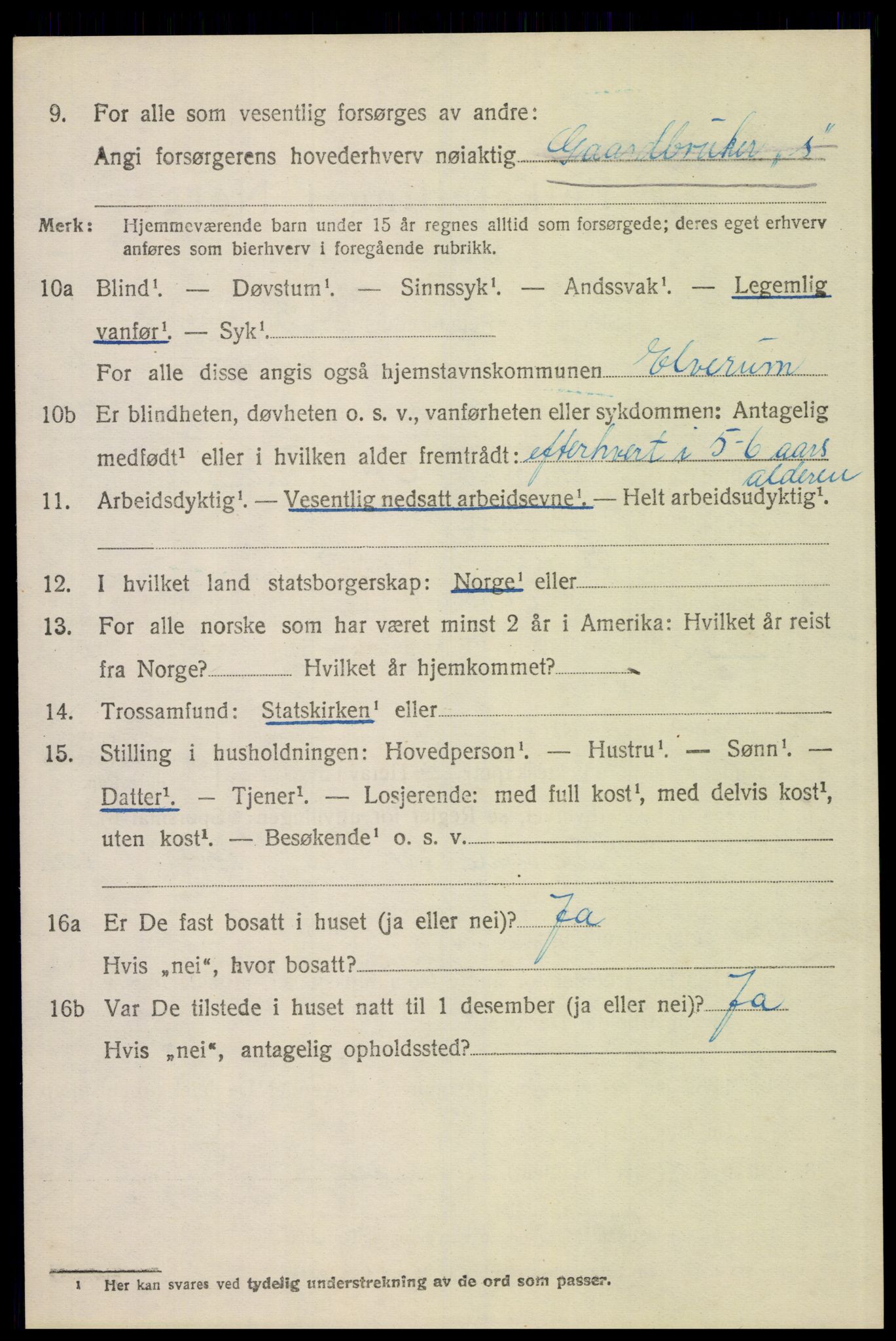 SAH, 1920 census for Elverum, 1920, p. 4681