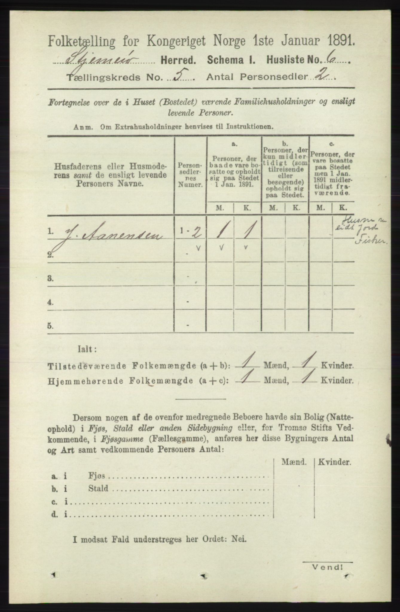 RA, 1891 census for 1140 Sjernarøy, 1891, p. 750