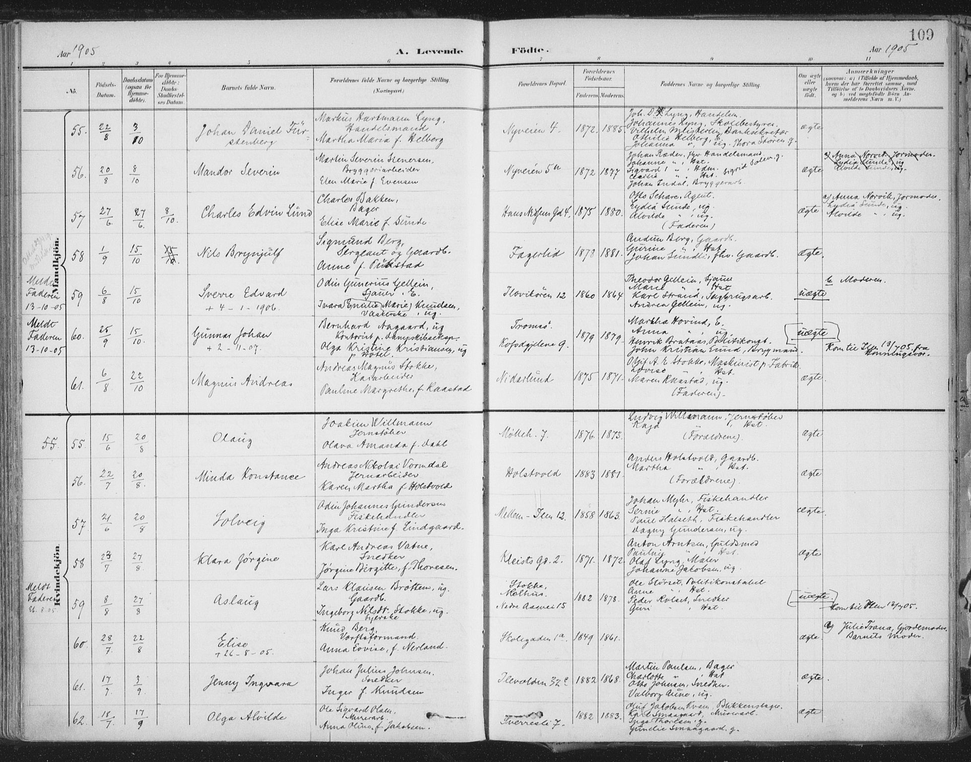 Ministerialprotokoller, klokkerbøker og fødselsregistre - Sør-Trøndelag, AV/SAT-A-1456/603/L0167: Parish register (official) no. 603A06, 1896-1932, p. 109