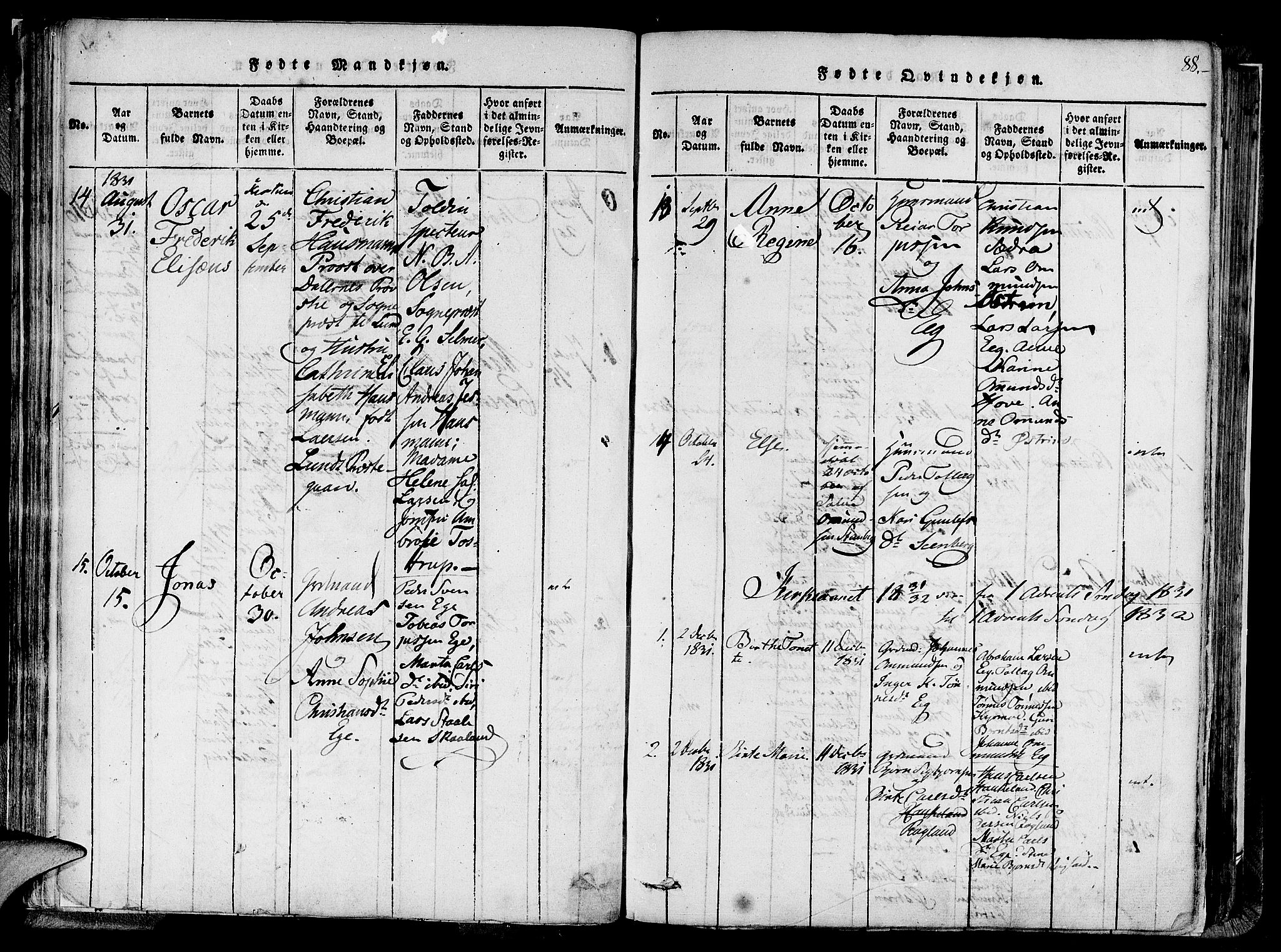 Lund sokneprestkontor, AV/SAST-A-101809/S06/L0005: Parish register (official) no. A 5, 1815-1833, p. 88