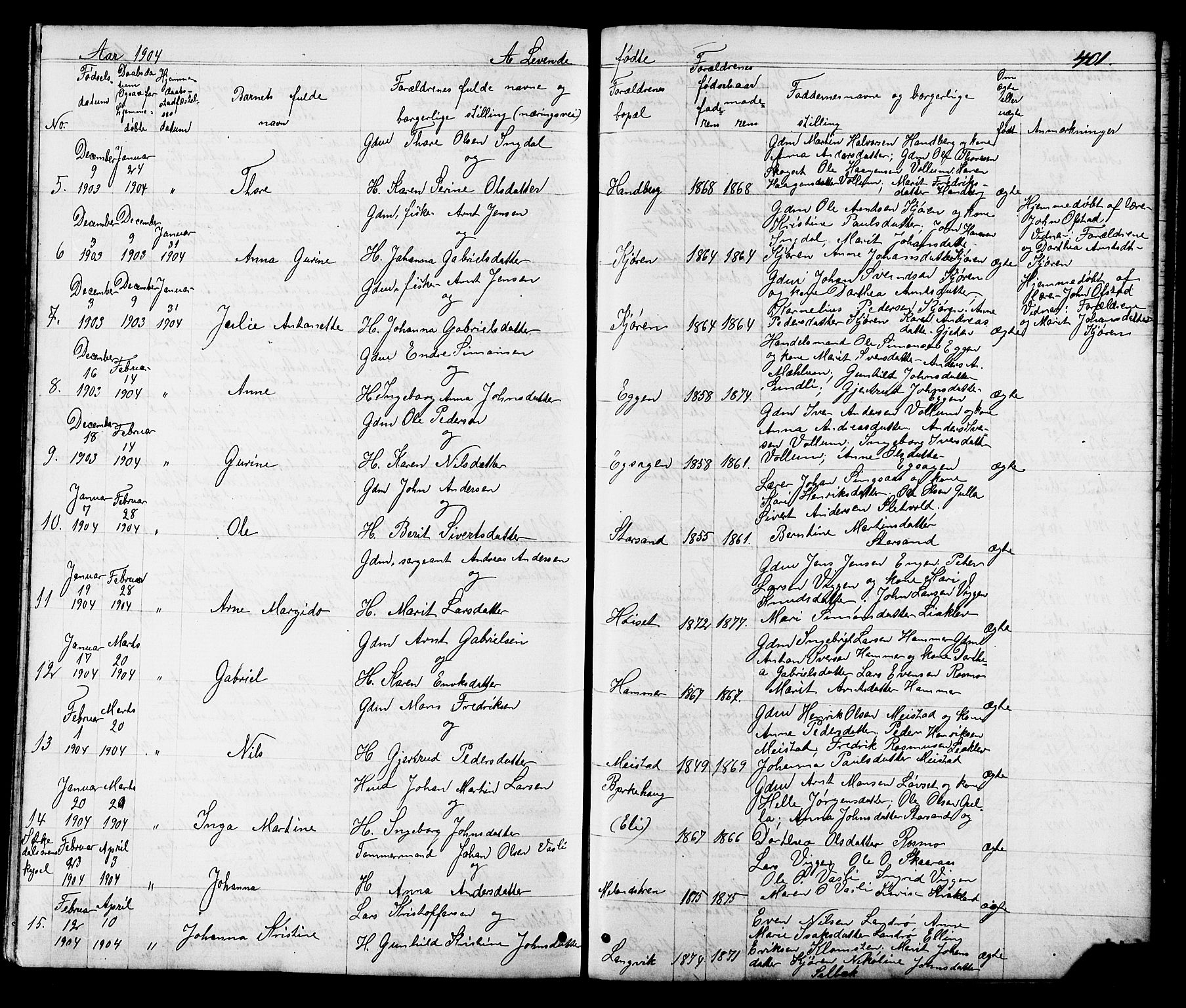 Ministerialprotokoller, klokkerbøker og fødselsregistre - Sør-Trøndelag, SAT/A-1456/665/L0777: Parish register (copy) no. 665C02, 1867-1915, p. 401