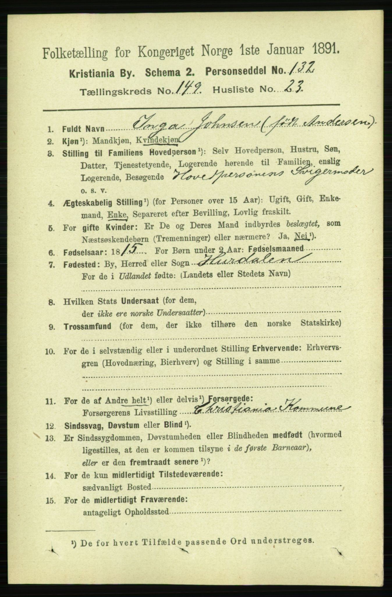 RA, 1891 census for 0301 Kristiania, 1891, p. 83741