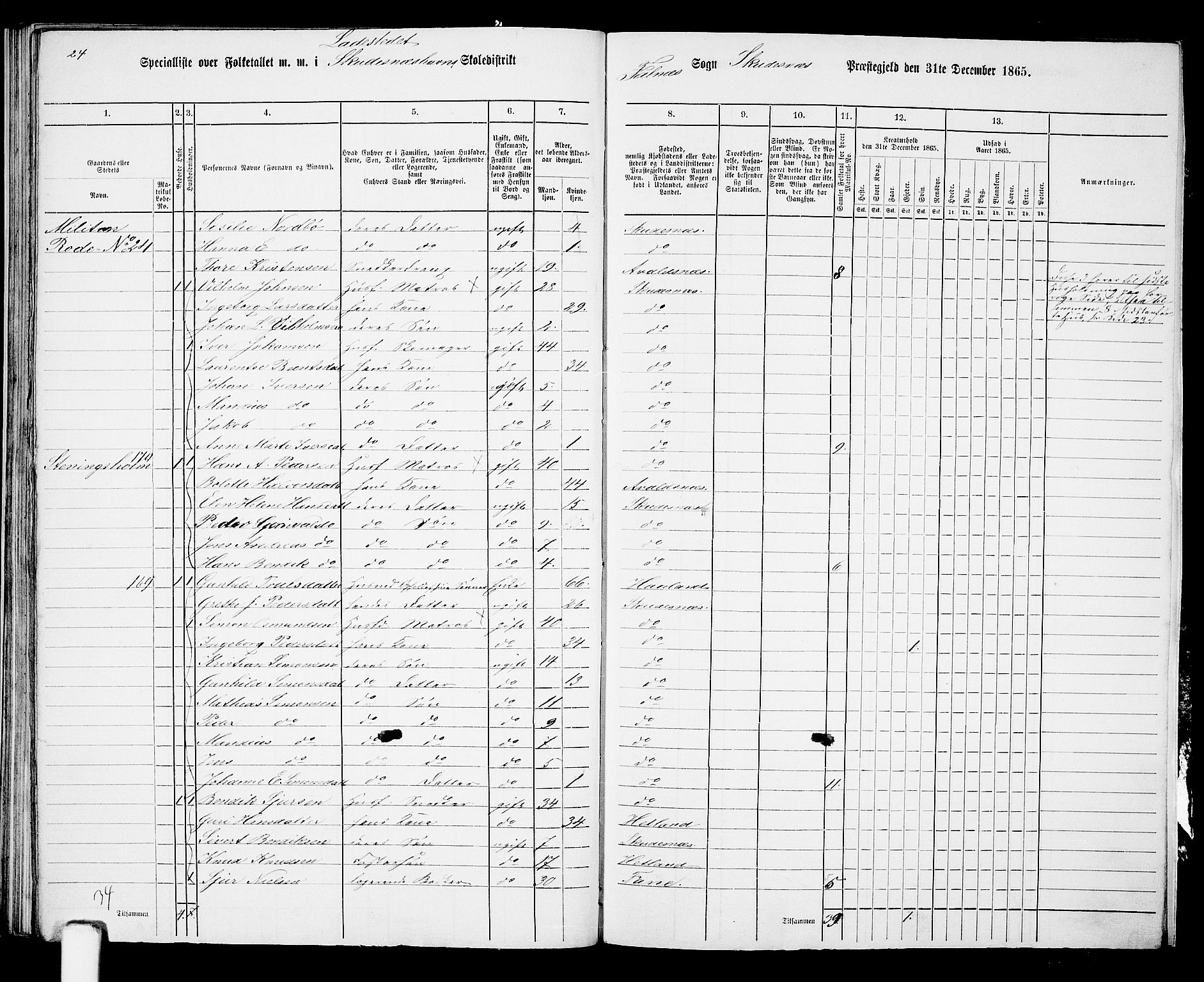 RA, 1865 census for Skudenes, 1865, p. 241