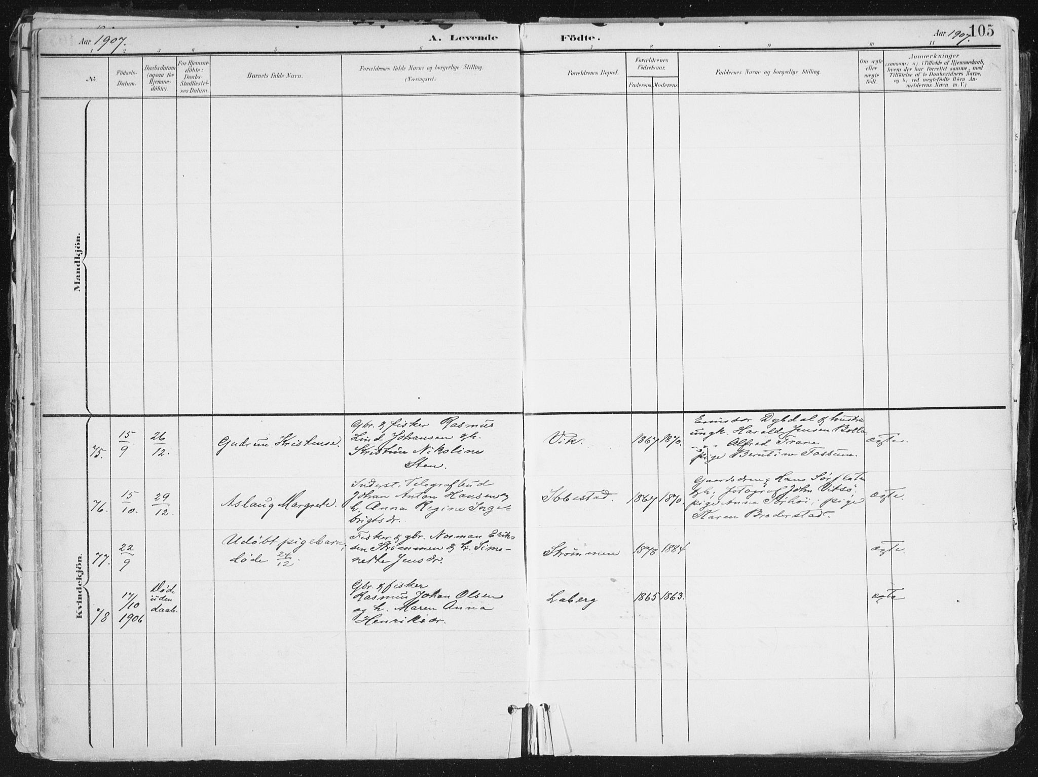 Ibestad sokneprestembete, AV/SATØ-S-0077/H/Ha/Haa/L0017kirke: Parish register (official) no. 17, 1901-1914, p. 105