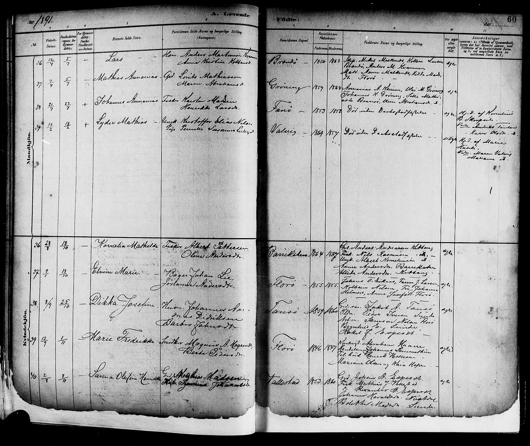 Kinn sokneprestembete, SAB/A-80801/H/Hab/Haba/L0002: Parish register (copy) no. A 2, 1882-1906, p. 60